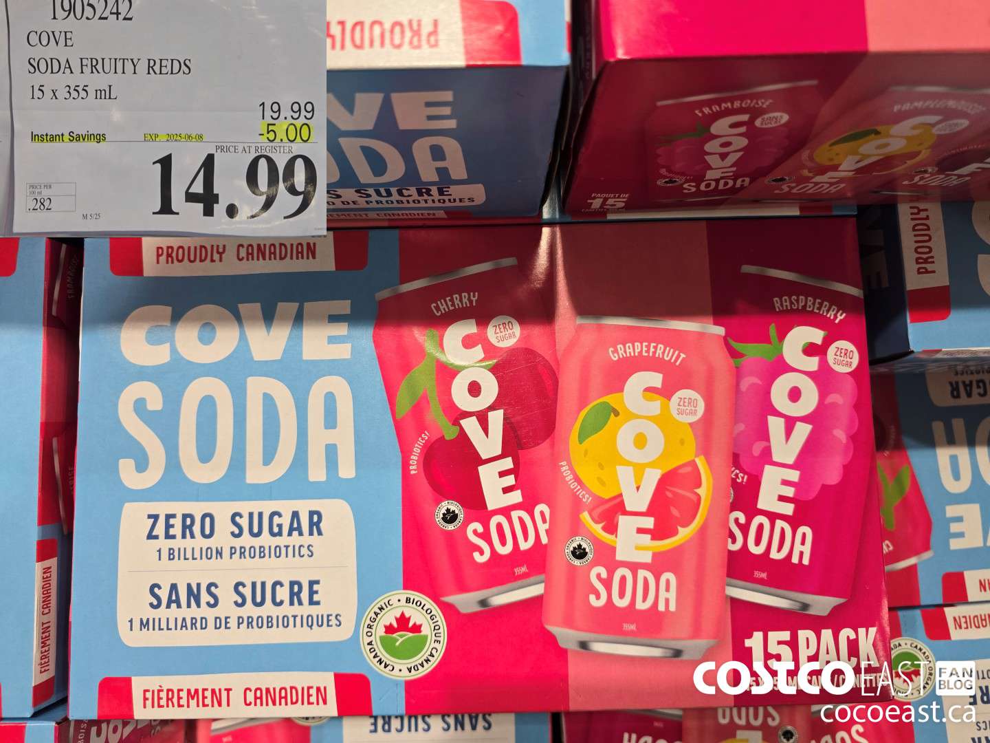 1905242 COVE SODA FRUITY REDS 15 X 355 ML ($5.00 INSTANT SAVINGS EXPIRES ON 2025-06-08) $14.99