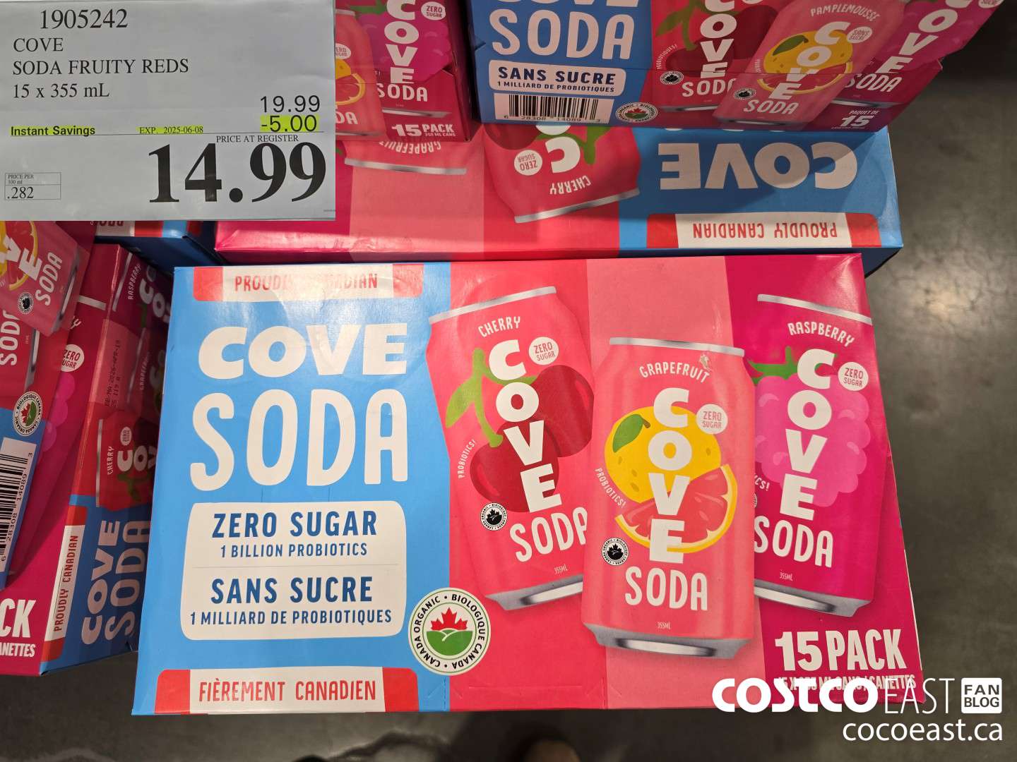 1905242 COVE SODA FRUITY REDS 15 X 355 ML ($5.00 INSTANT SAVINGS EXPIRES ON 2025-06-08) $14.99