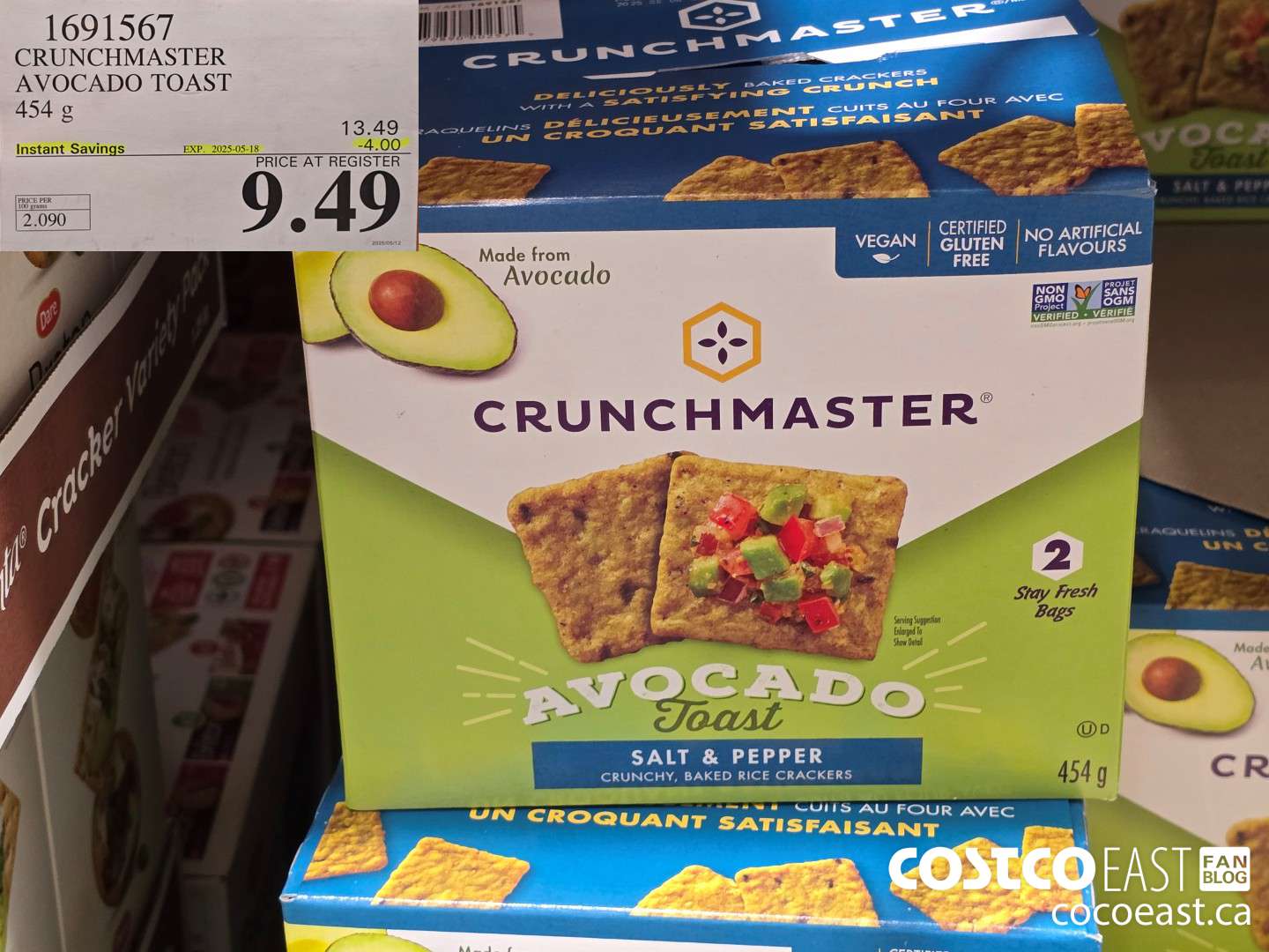1691567 CRUNCHMASTER AVOCADO TOAST 454 G ($4.00 INSTANT SAVINGS EXPIRES ON 2025-05-18) $9.49