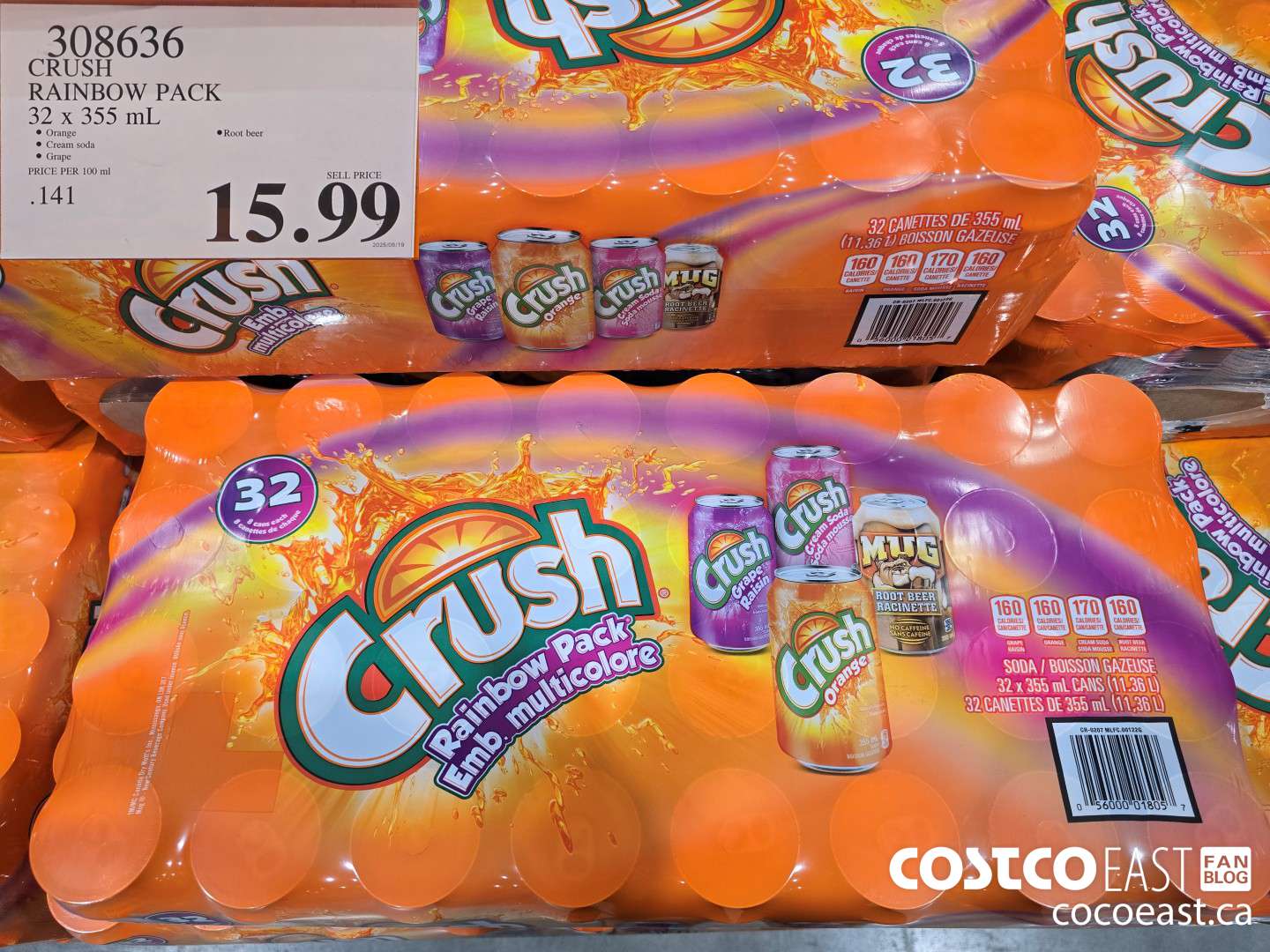 308636 CRUSH RAINBOW PACK 32 X 355 ML $15.99