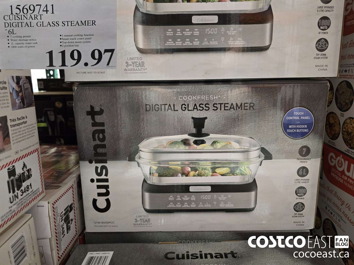 1569741 CUISINART DIGITAL GLASS STEAMER 6L $119.97