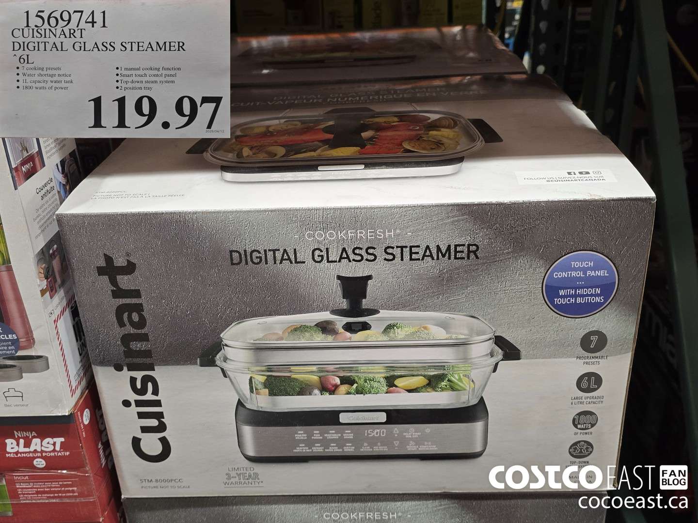 1569741 CUISINART DIGITAL GLASS STEAMER 6L $119.97