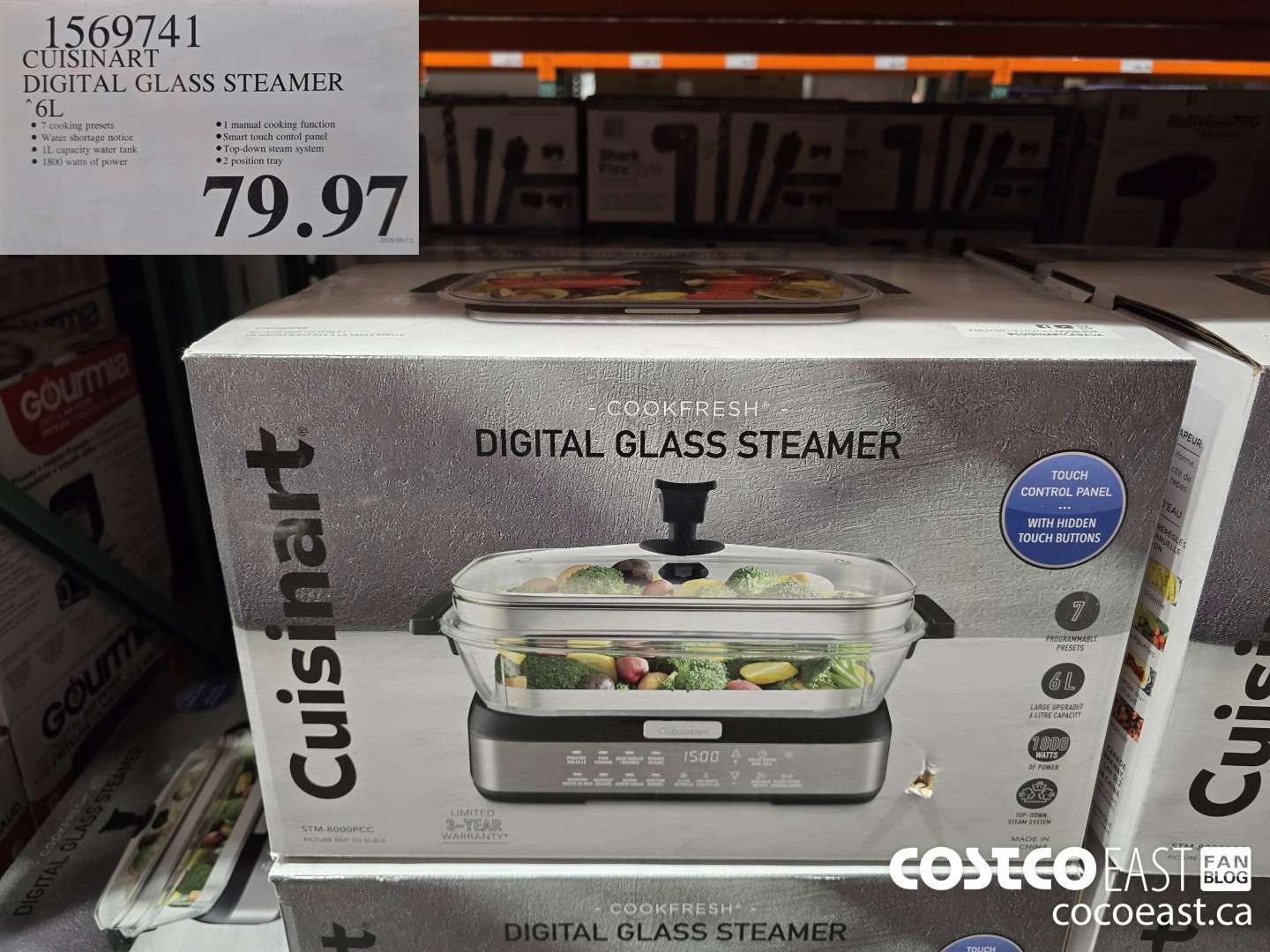 1569741 CUISINART DIGITAL GLASS STEAMER 6L $79.97