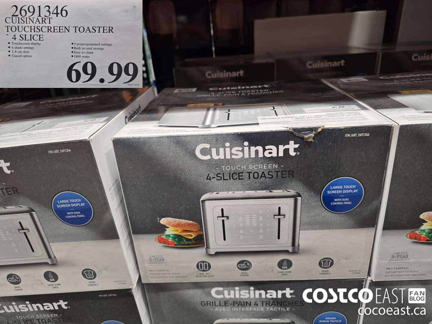 2691346 CUISINART TOUCHSCREEN TOASTER 4 SLICE $69.99