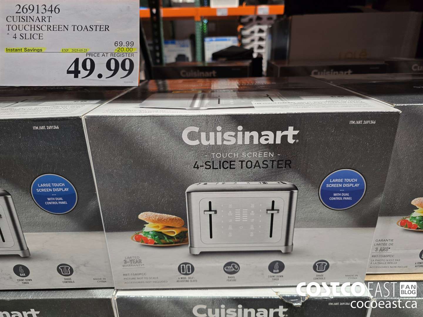 2691346 CUISINART TOUCHSCREEN TOASTER 4 SLICE ($20.00 INSTANT SAVINGS EXPIRES ON 2025-05-25) $49.99