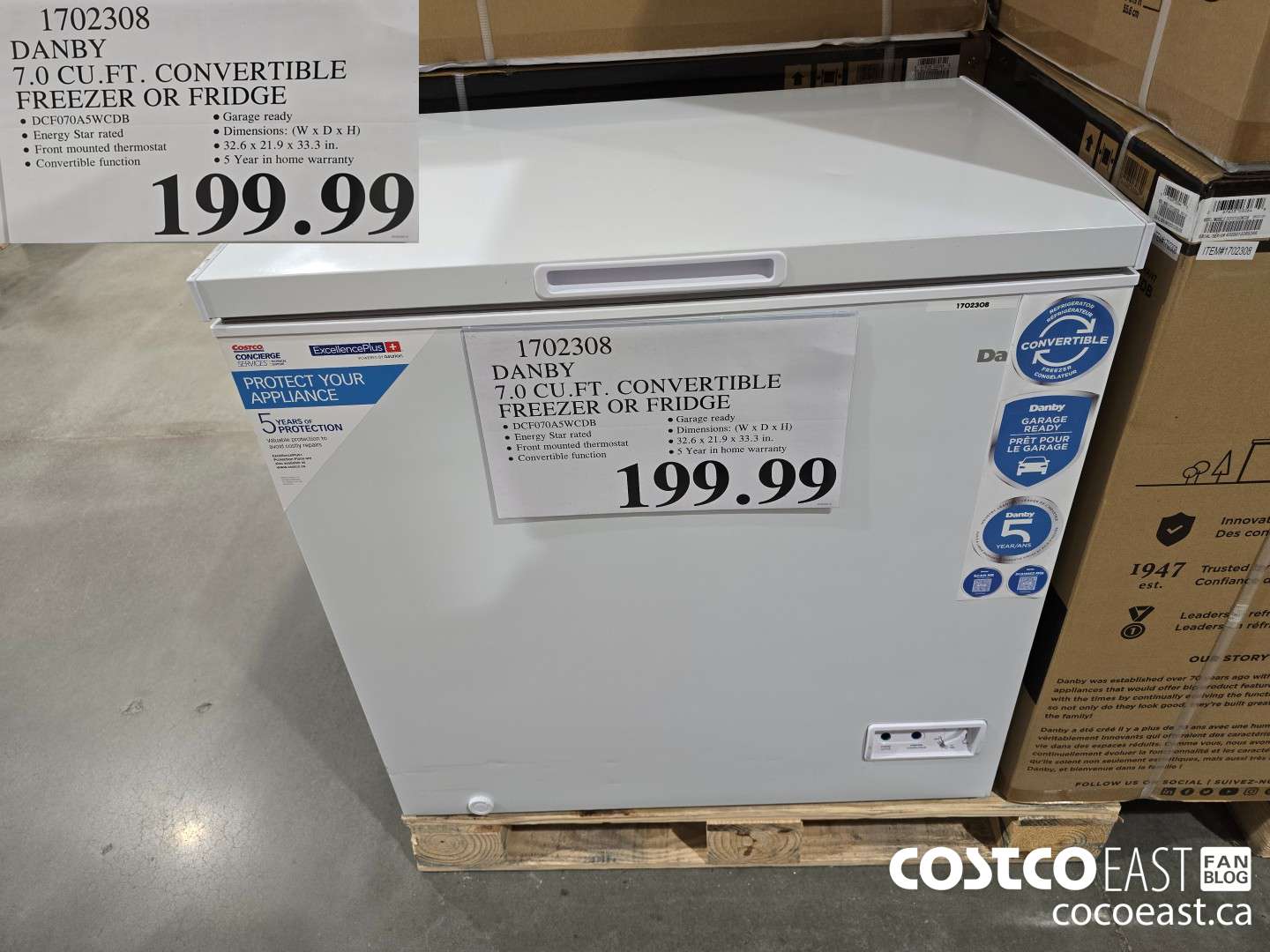 1702308 DANBY 7.0 CU.ET. CONVERTIBLE FREEZER or FRIDGE $199.99