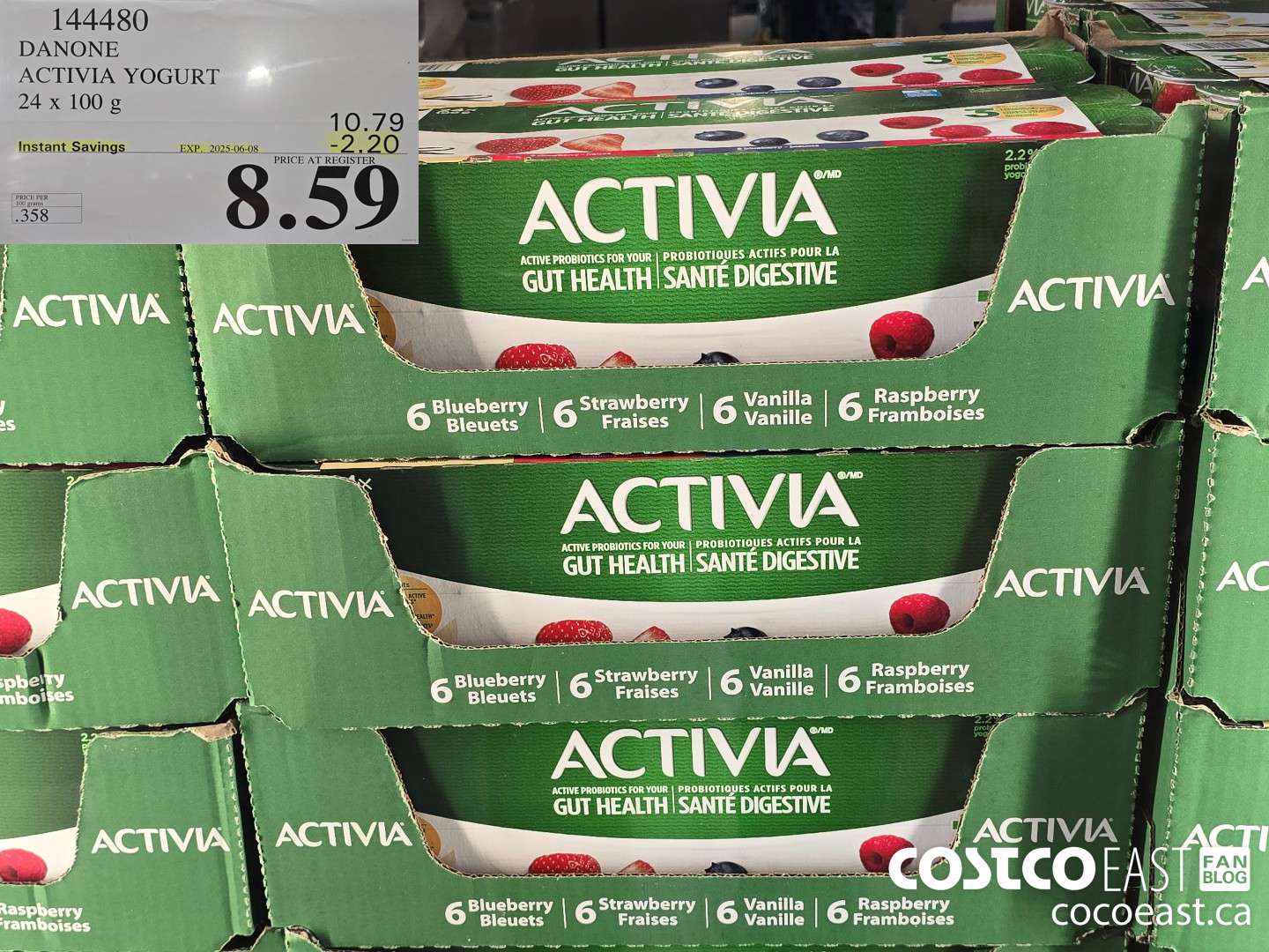 144480 DANONE ACTIVIA YOGURT 24 X 100 G ($2.20 INSTANT SAVINGS EXPIRES ON 2025-06-08) $8.59