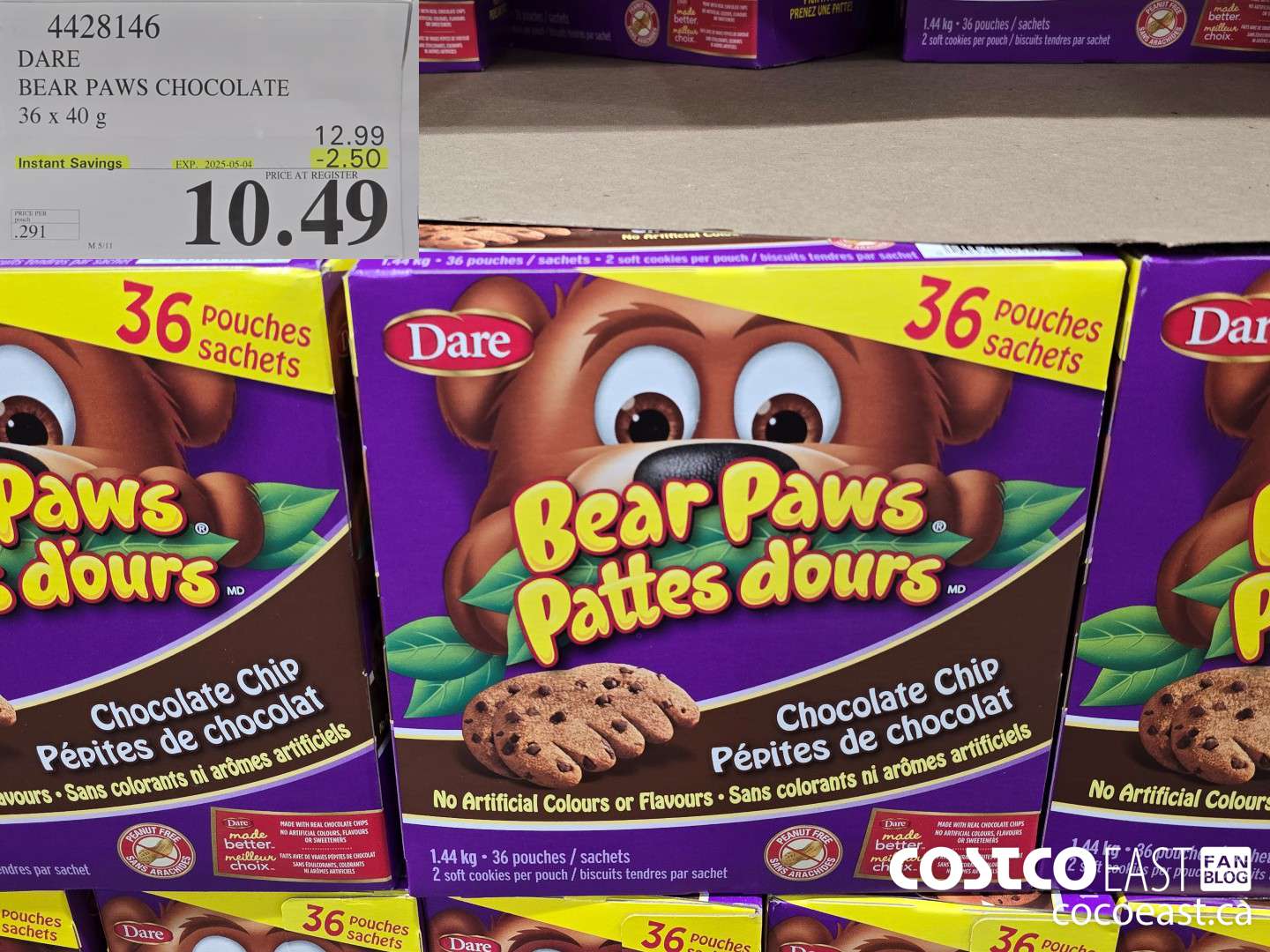 4428146 DARE BEAR PAWS CHOCOLATE 36 x 40 g ($2.50 INSTANT SAVINGS EXPIRES ON 2025-05-04) $10.49