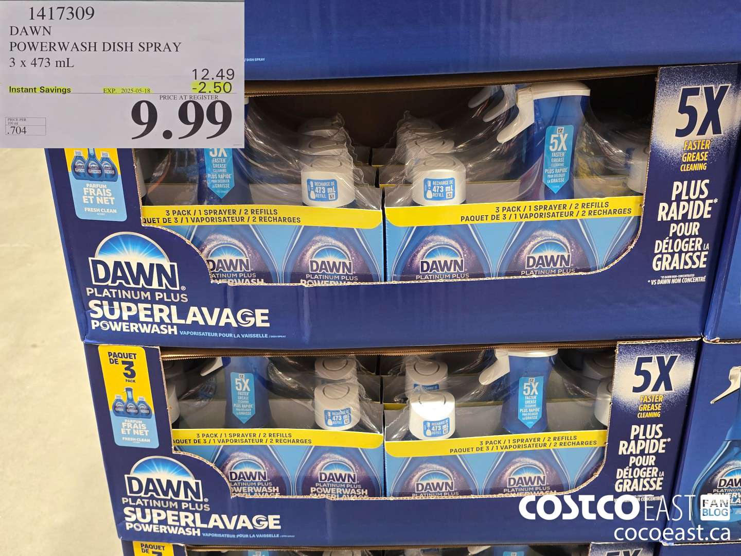 1417309 DAWN POWERWASH DISH SPRAY 3 X 473 mL ($2.50 INSTANT SAVINGS EXPIRES ON 2025-05-18) $9.99