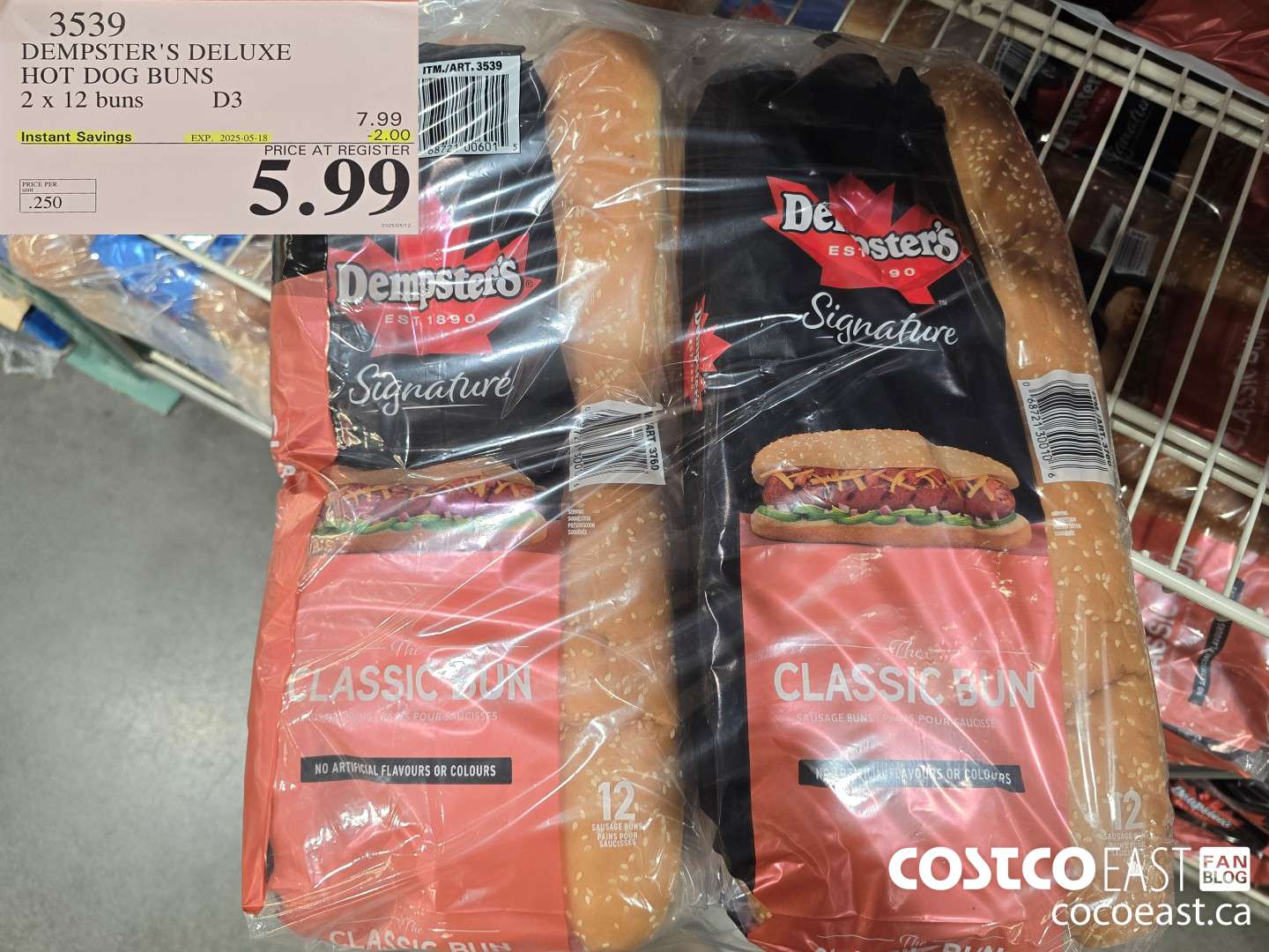 3539 DEMPSTER'S DELUXE HOT DOG BUNS 2 X 12 BUNS ($2.00 INSTANT SAVINGS EXPIRES ON 2025-05-18) $5.99