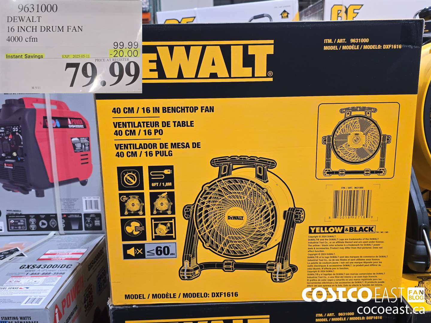 9631000 DEWALT 16 INCH DRUM FAN 4000 CFM ($20.00 INSTANT SAVINGS EXPIRES ON 2025-05-11) $79.99