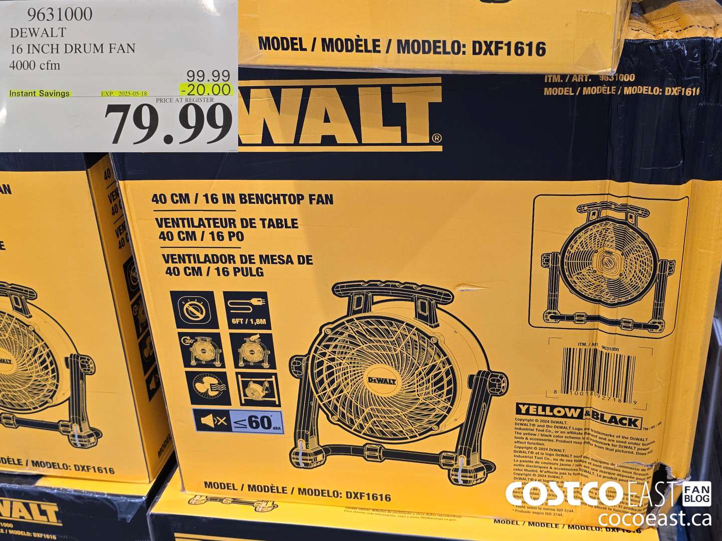 9631000 DEWALT 16 INCH DRUM FAN 4000 CFM ($20.00 INSTANT SAVINGS EXPIRES ON 2025-05-18) $79.99