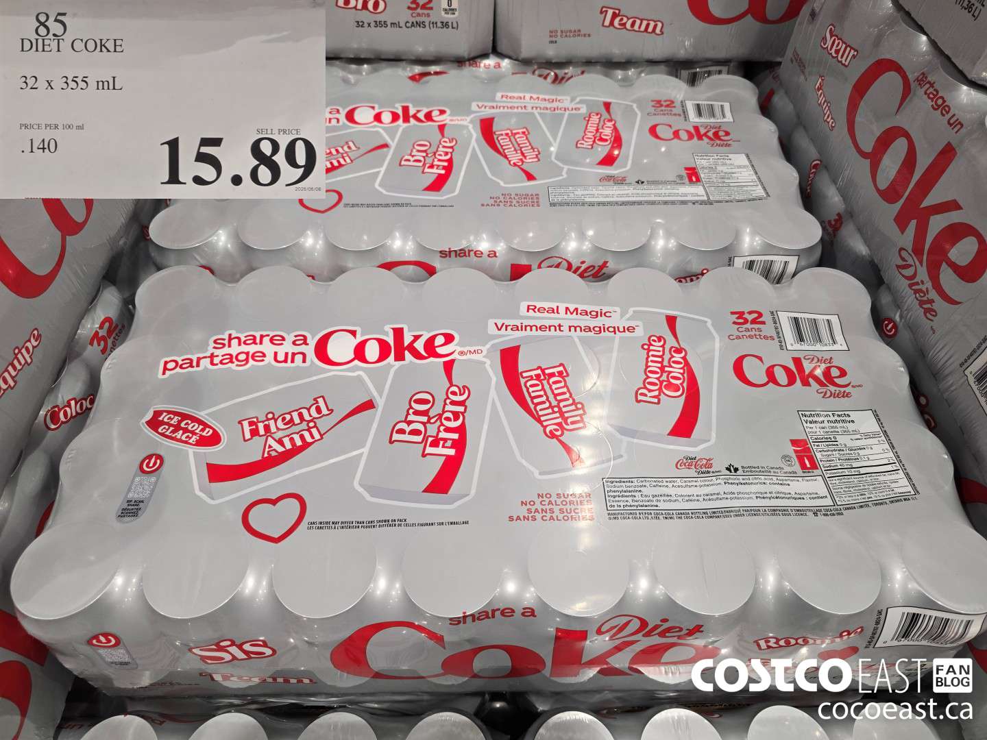 85 DIET COKE 32 X 355 ML $15.89
