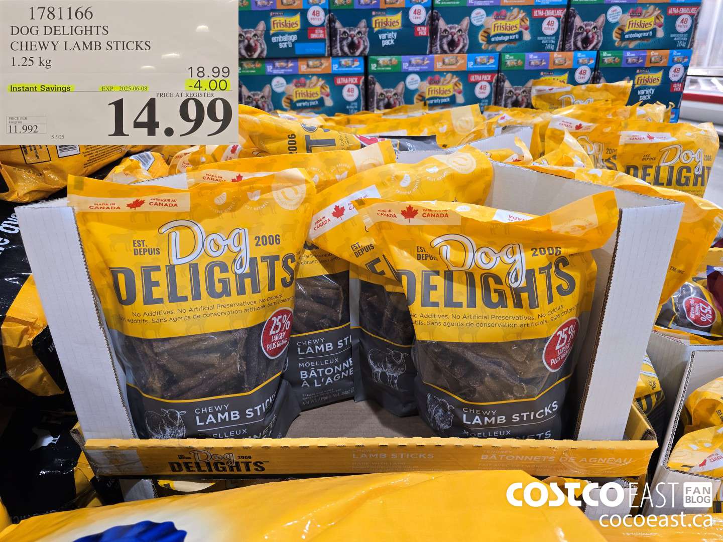 1781166 DOG DELIGHTS CHEWY LAMB STICKS 1.25 KG ($4.00 INSTANT SAVINGS EXPIRES ON 2025-06-08) $14.99