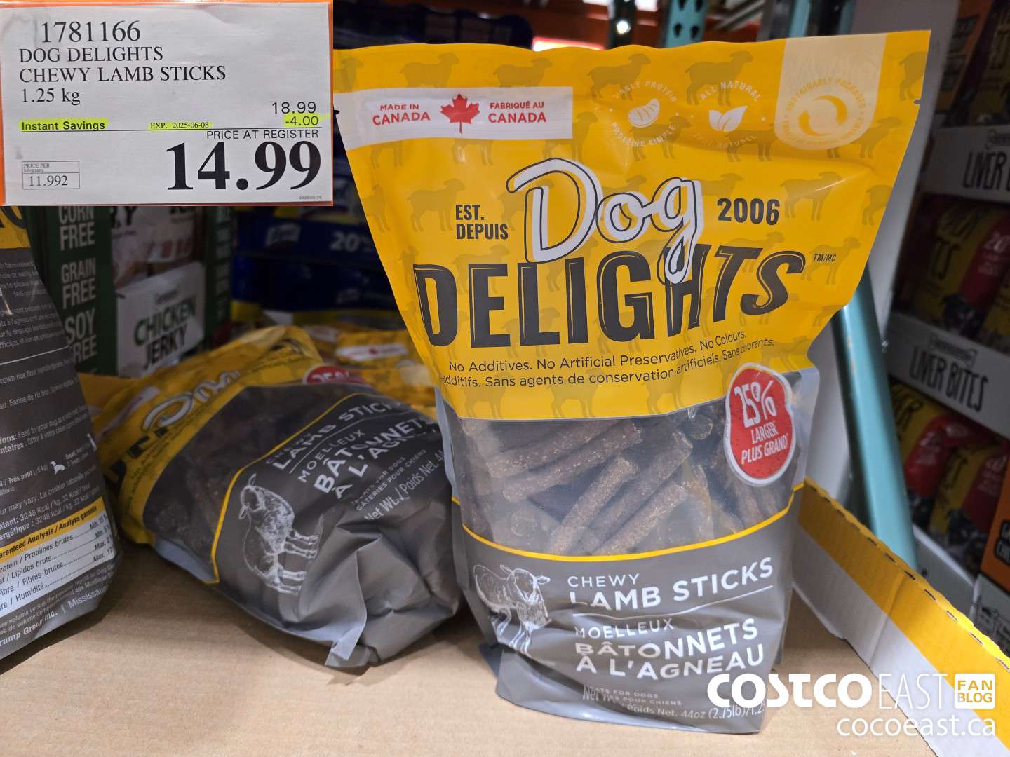 1781166 DOG DELIGHTS CHEWY LAMB STICKS 1.25 KG ($4.00 INSTANT SAVINGS EXPIRES ON 2025-06-08) $14.99