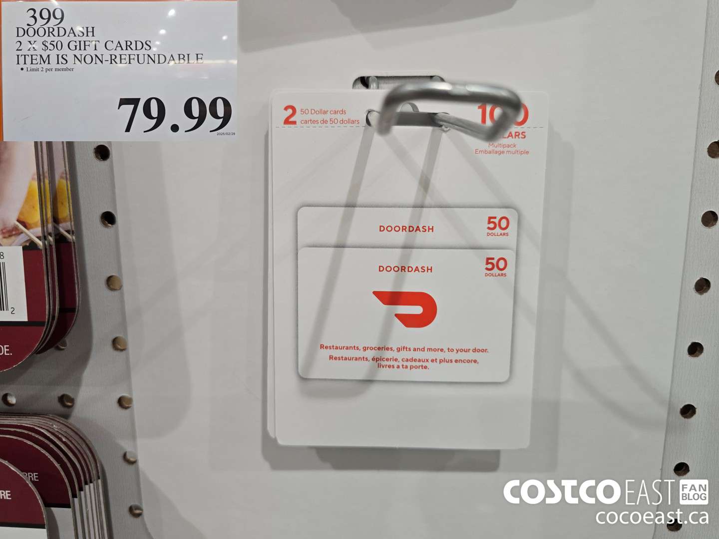 399 DOORDASH 2 X $50 GIFT CARDS ITME IS NON-REFUNDABLE $79.99