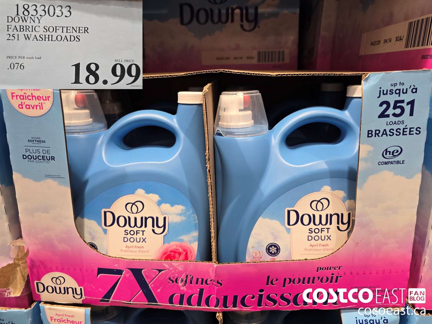 1833033 DOWNY FABRIC SOFTENER 251 WASHLOADS $18.99