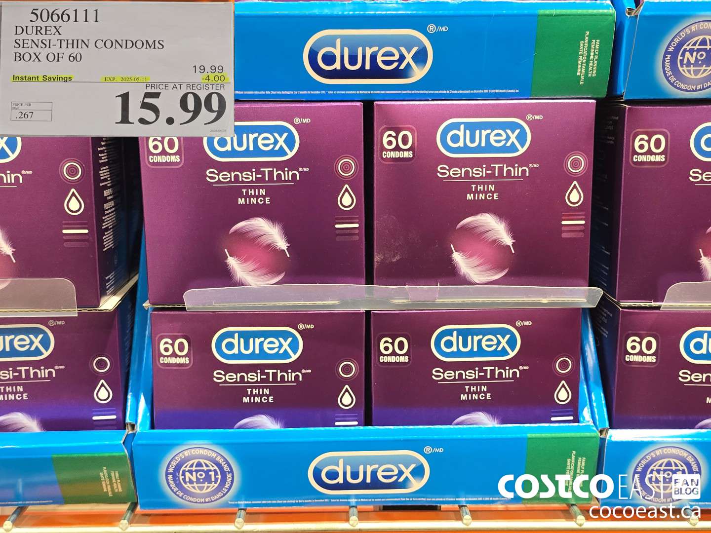 5066111 DUREX SENSI-THIN CONDOMS BOX OF 60 ($4.00 INSTANT SAVINGS EXPIRES ON 2025-05-11) $15.99