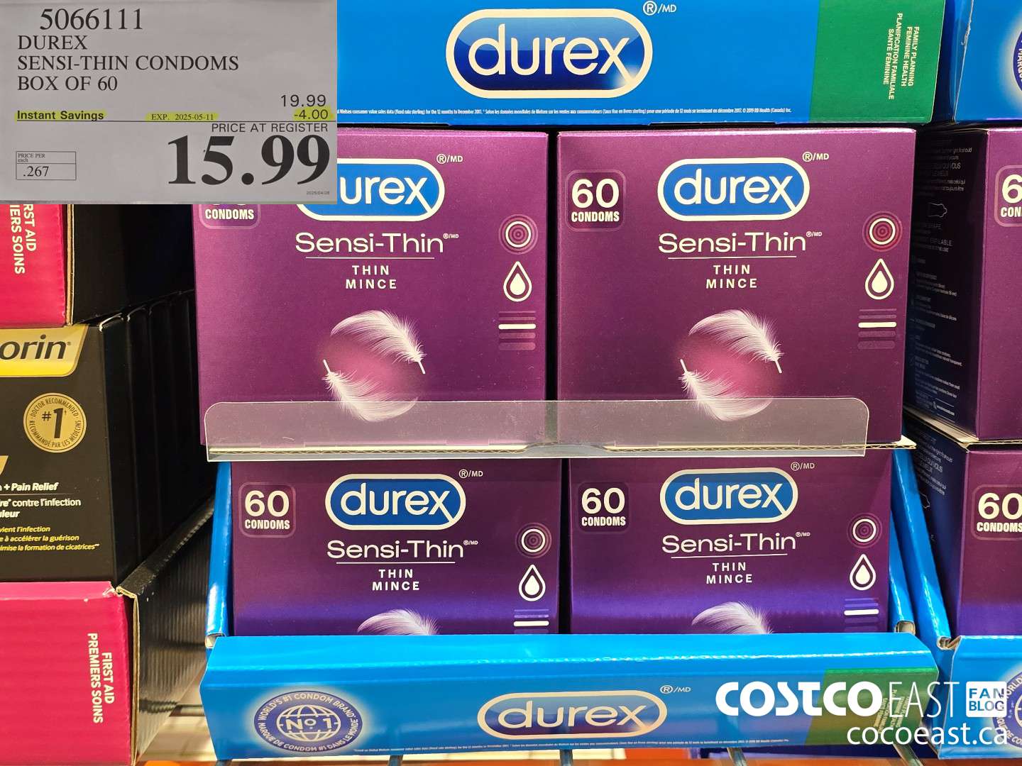 5066111 DUREX SENSI-THIN CONDOMS BOX OF 60 ($4.00 INSTANT SAVINGS EXPIRES ON 2025-05-11) $15.99