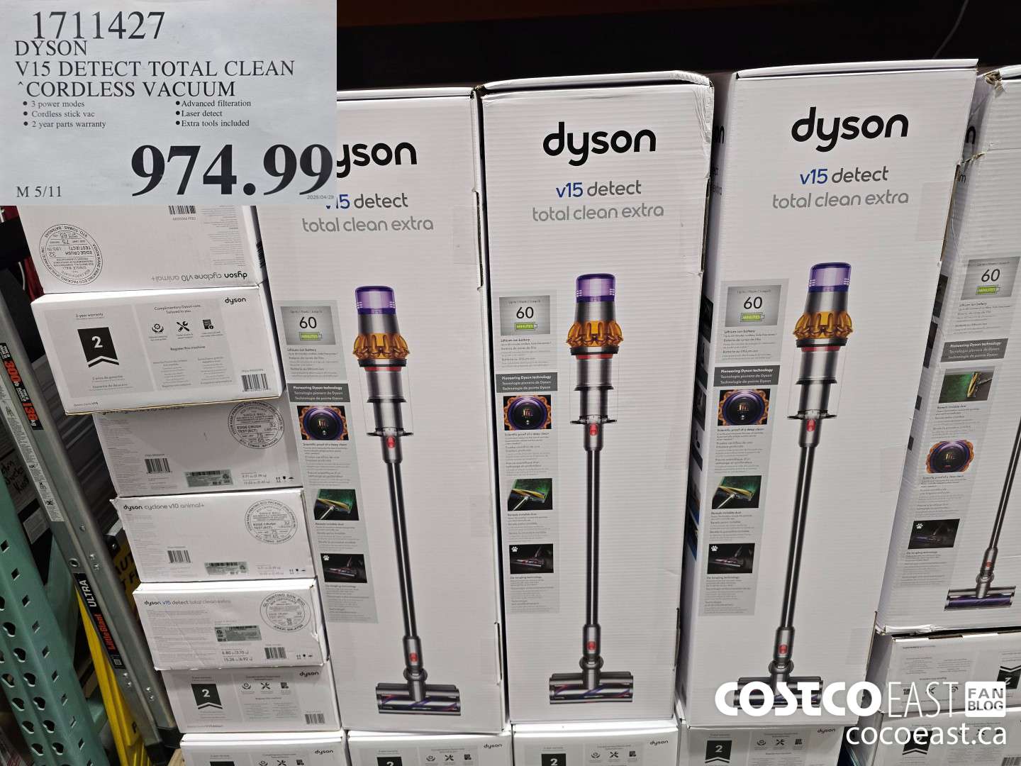1711427 DYSON V15 DETECT TOTAL CLEAN CORDLESS VACUUM $974.99