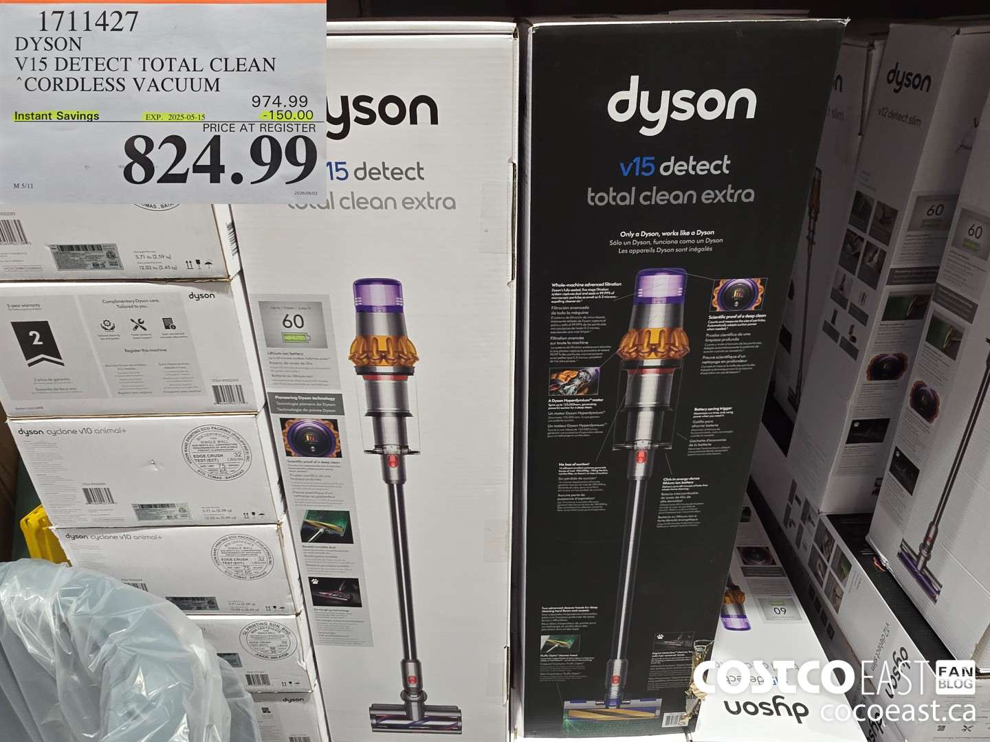 1711427 DYSON V15 DETECT TOTAL CLEAN CORDLESS VACUUM ($150.00 INSTANT SAVINGS EXPIRES ON 2025-05-15) $824.99