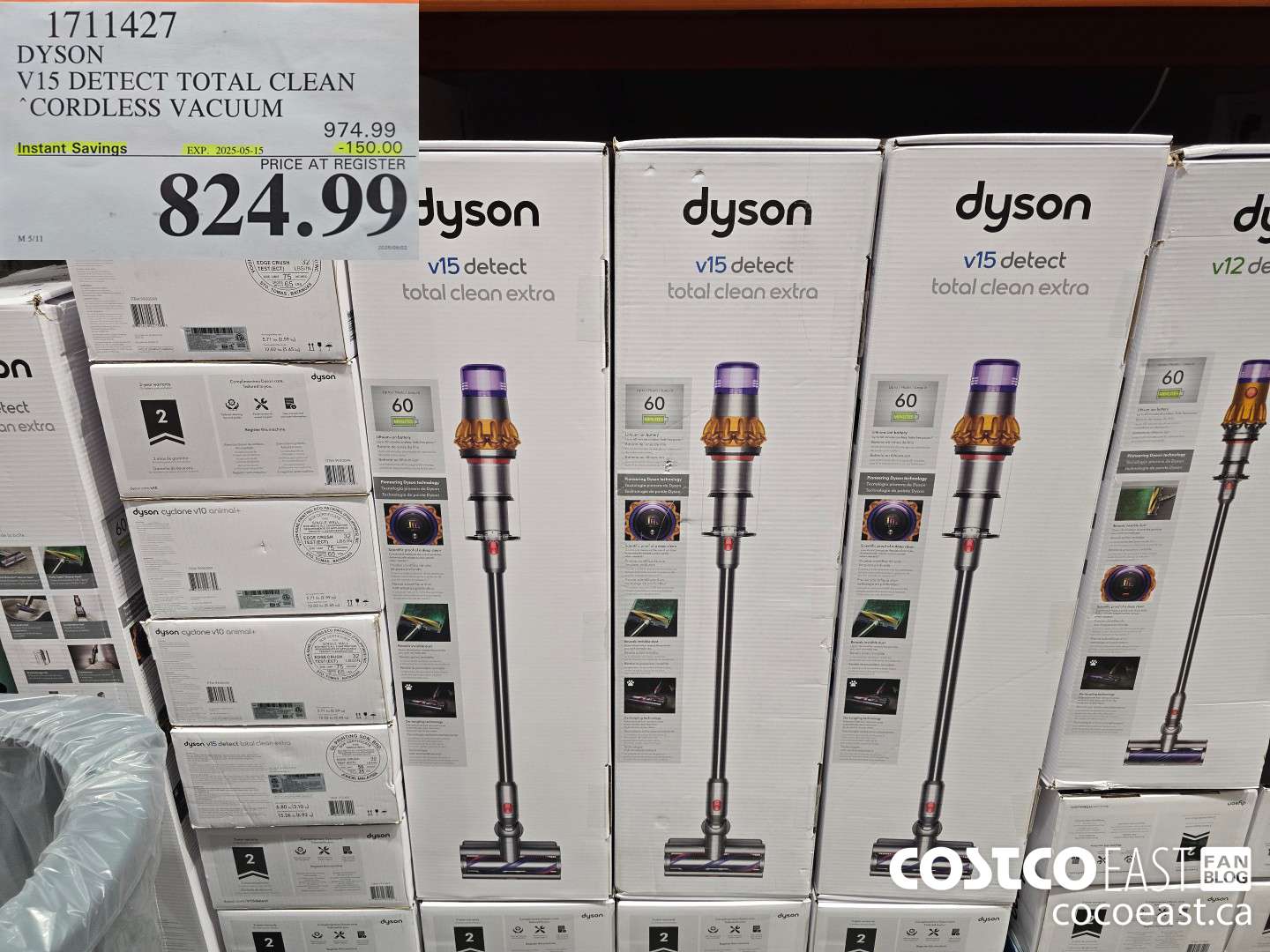 1711427 DYSON V15 DETECT TOTAL CLEAN CORDLESS VACUUM ($150.00 INSTANT SAVINGS EXPIRES ON 2025-05-15) $824.99