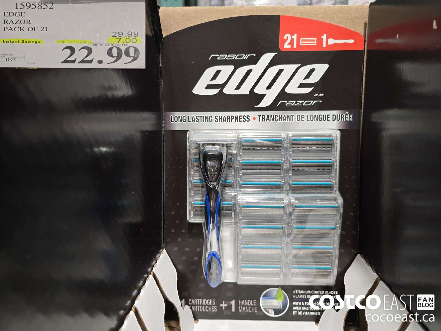 1595852 EDGE RAZOR PACK OF 21 (EXPIRES ON 2025-06-08) $22.99