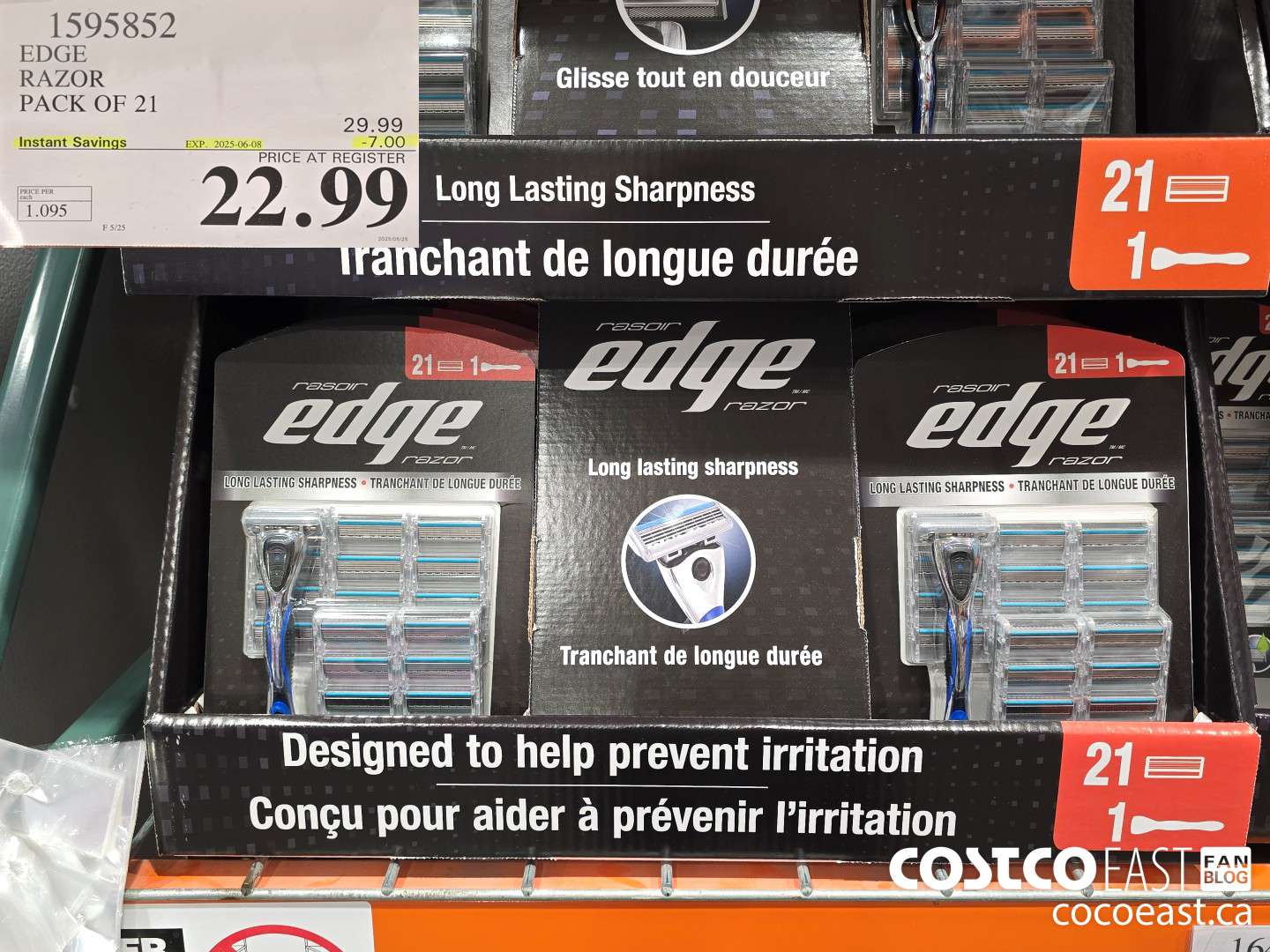 1595852 EDGE RAZOR PACK OF 21 ($7.00 INSTANT SAVINGS EXPIRES ON 2025-06-08) $22.99