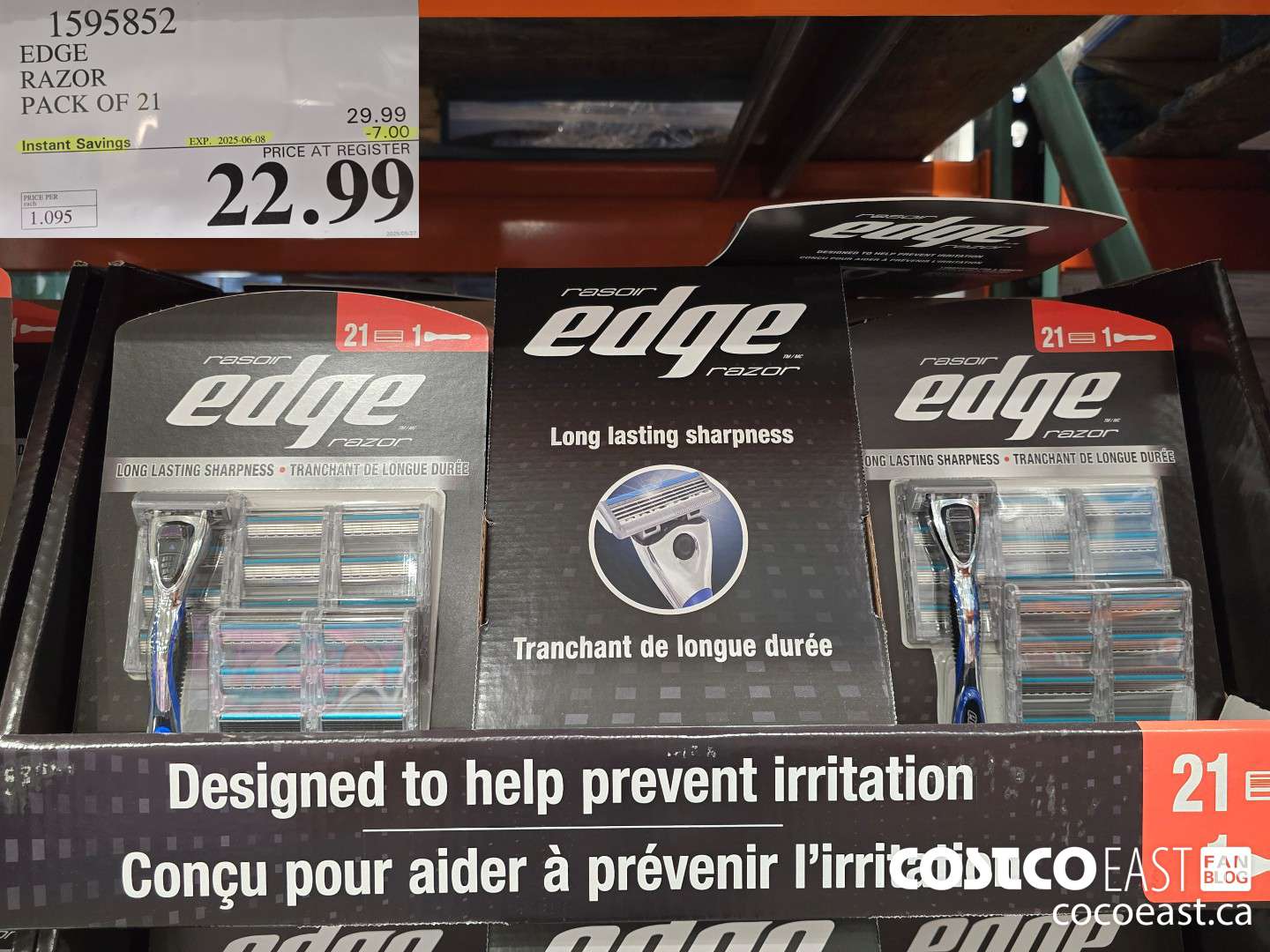 1595852 EDGE RAZOR PACK OF 21 ($7.00 INSTANT SAVINGS EXPIRES ON 2025-06-08) $22.99