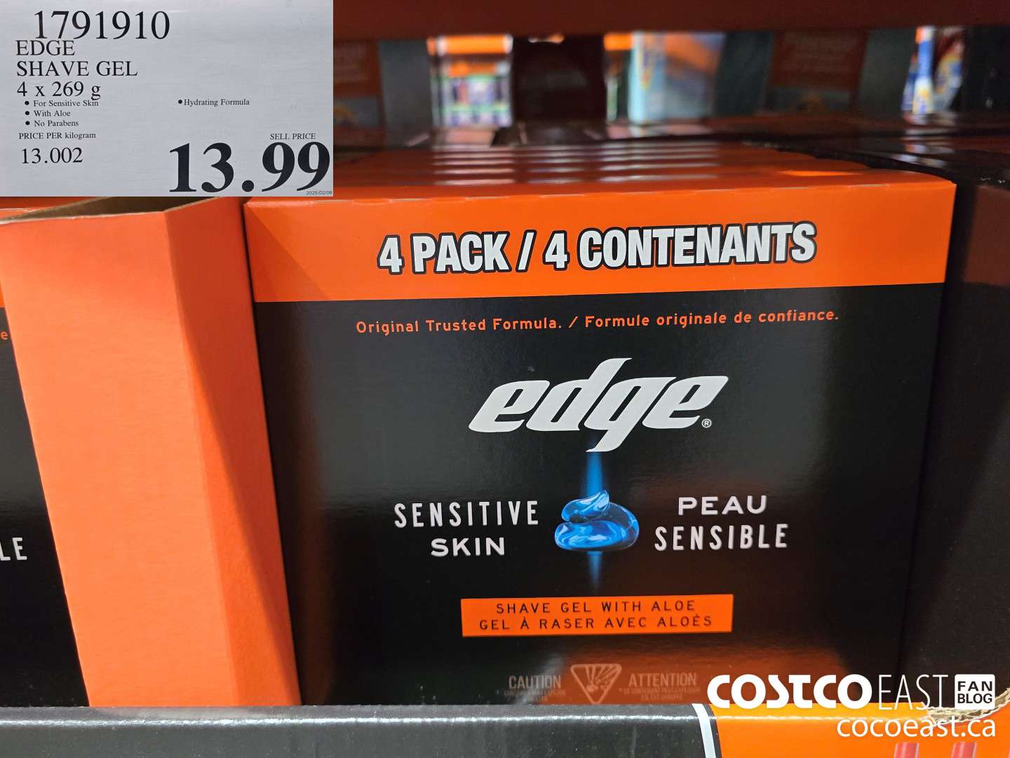 1791910 EDGE SHAVE GEL 4 X 269 G $13.99