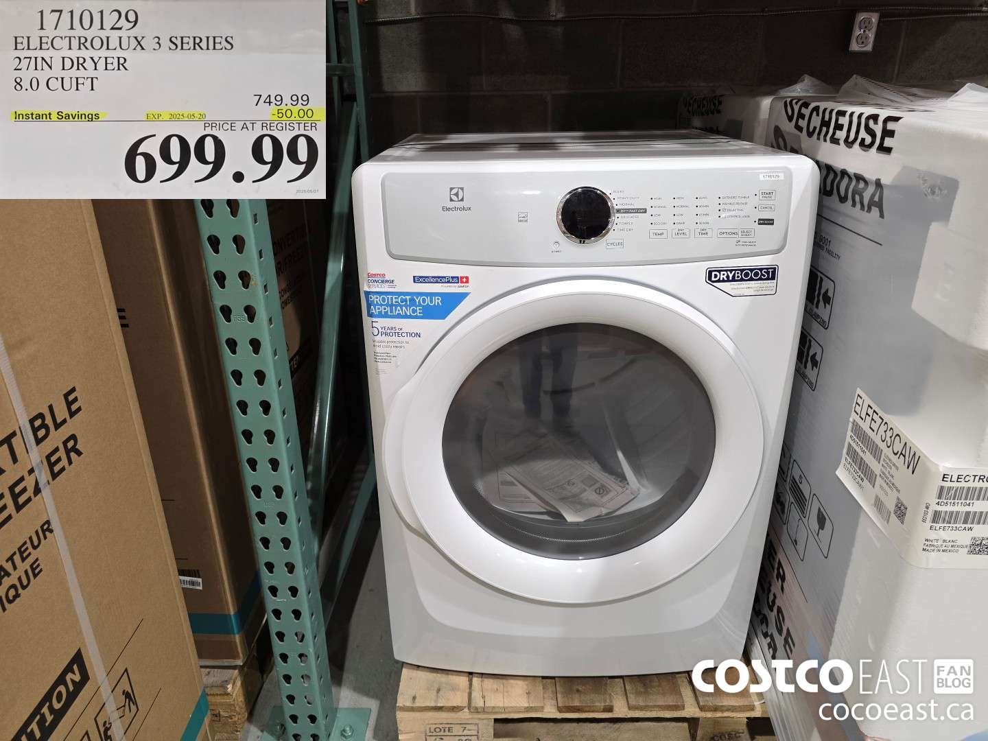 1710129 ELECTROLUX 3 SERIES 27 IN DRYER 8.0 CUFT ($50.00 INSTANT SAVINGS EXPIRES ON 2025-05-20) $699.99