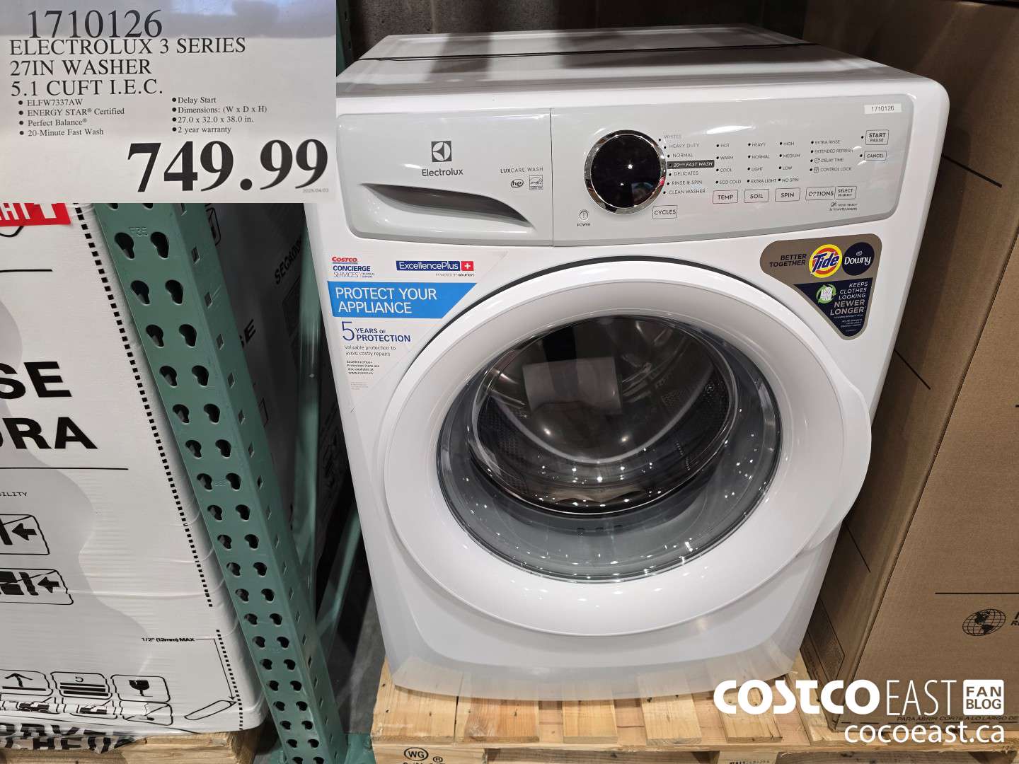 1710126 ELECTROLUX 3 SERIES 27 IN WASHER 5.1 CUFT I.E.C. $749.99