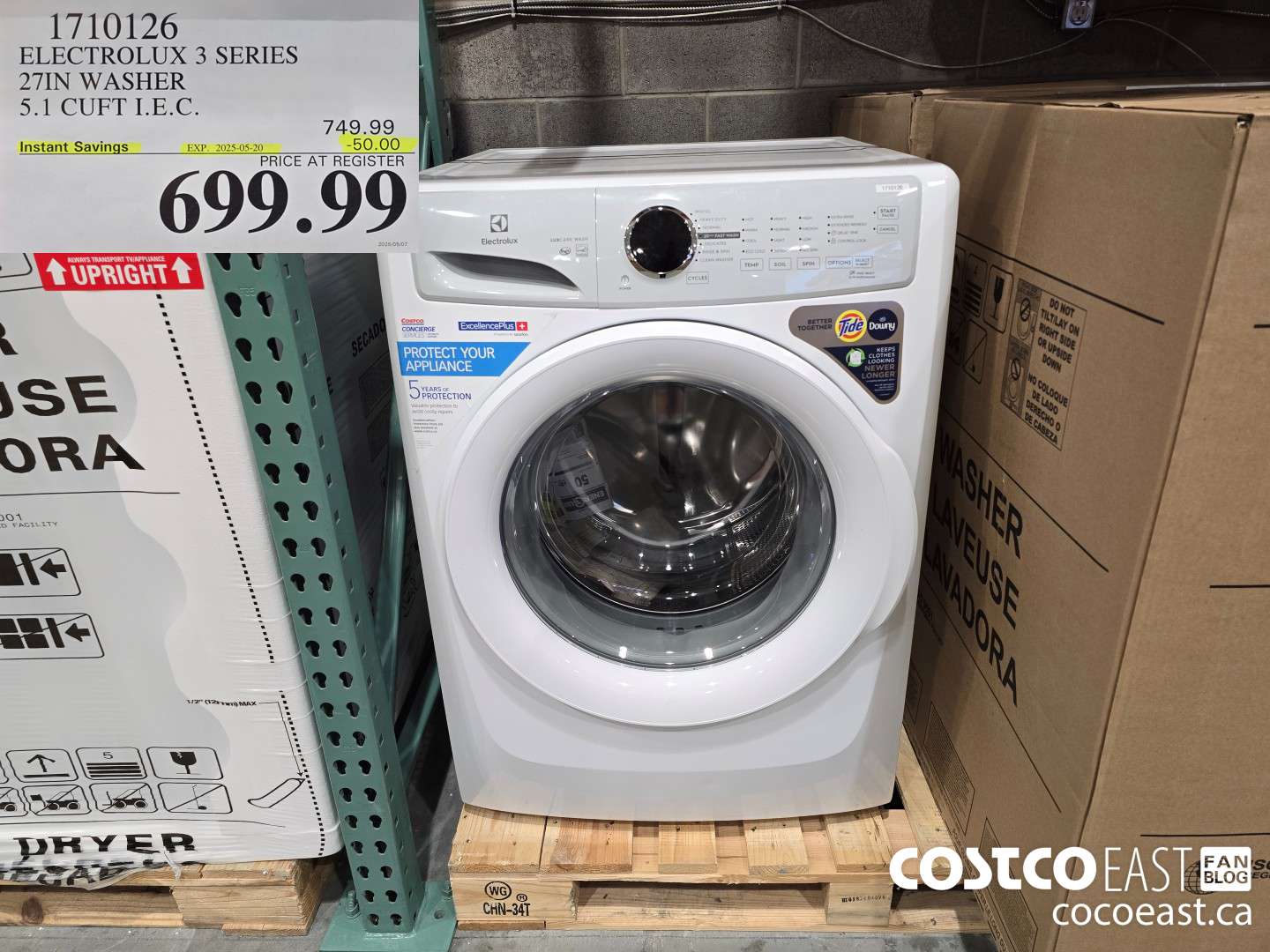 1710126 ELECTROLUX 3 SERIES 27 IN WASHER 5.1 CUFT I.E.C. ($50.00 INSTANT SAVINGS EXPIRES ON 2025-05-20) $699.99