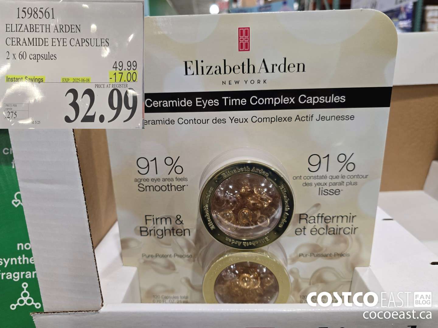 1598561 ELIZABETH ARDEN CERAMIDE EYE CAPSULES 2 x 60 CAPSULES ($17.00 INSTANT SAVINGS EXPIRES ON 2025-06-08) $32.99
