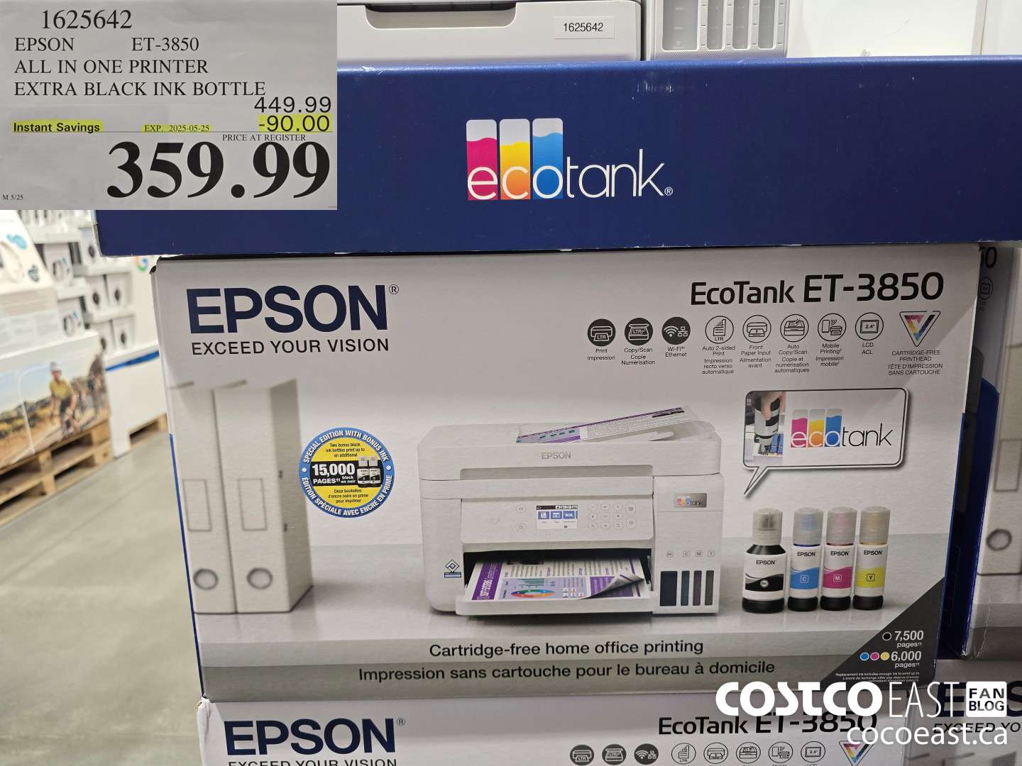 1625642 EPSON ET-3850 ALL IN ONE PRINTER EXTRA BLACK INK BOTTLE ($90.00 INSTANT SAVINGS EXPIRES ON 2025-05-25) $359.99