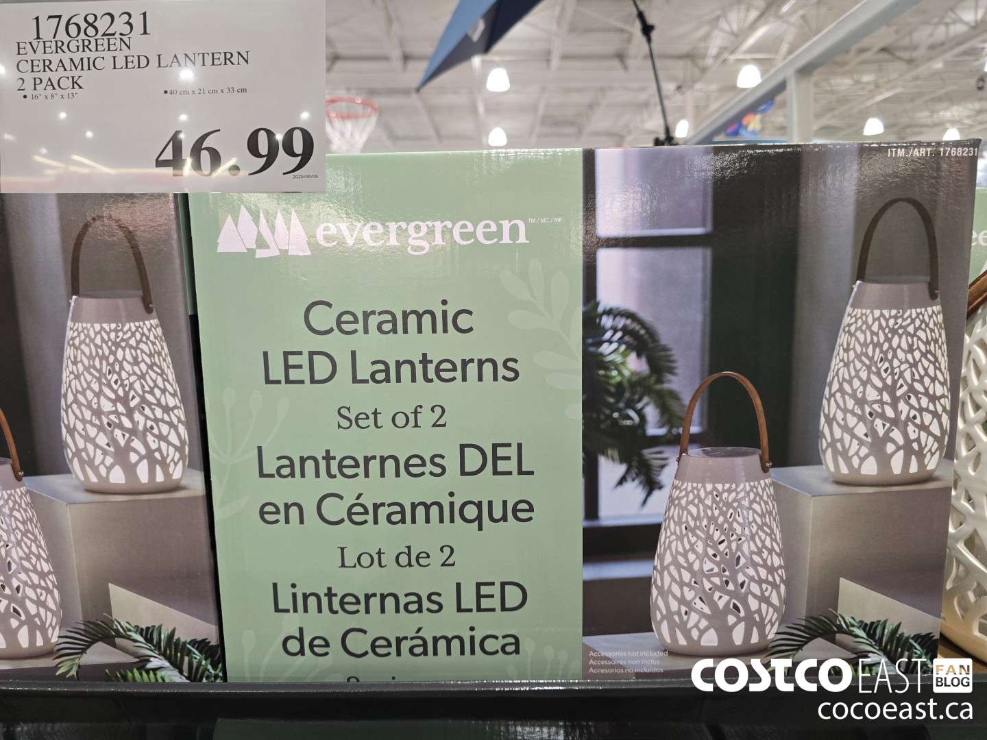 1768231 EVERGREEN CERAMIC LED LANTERN 2 PACK $46.99