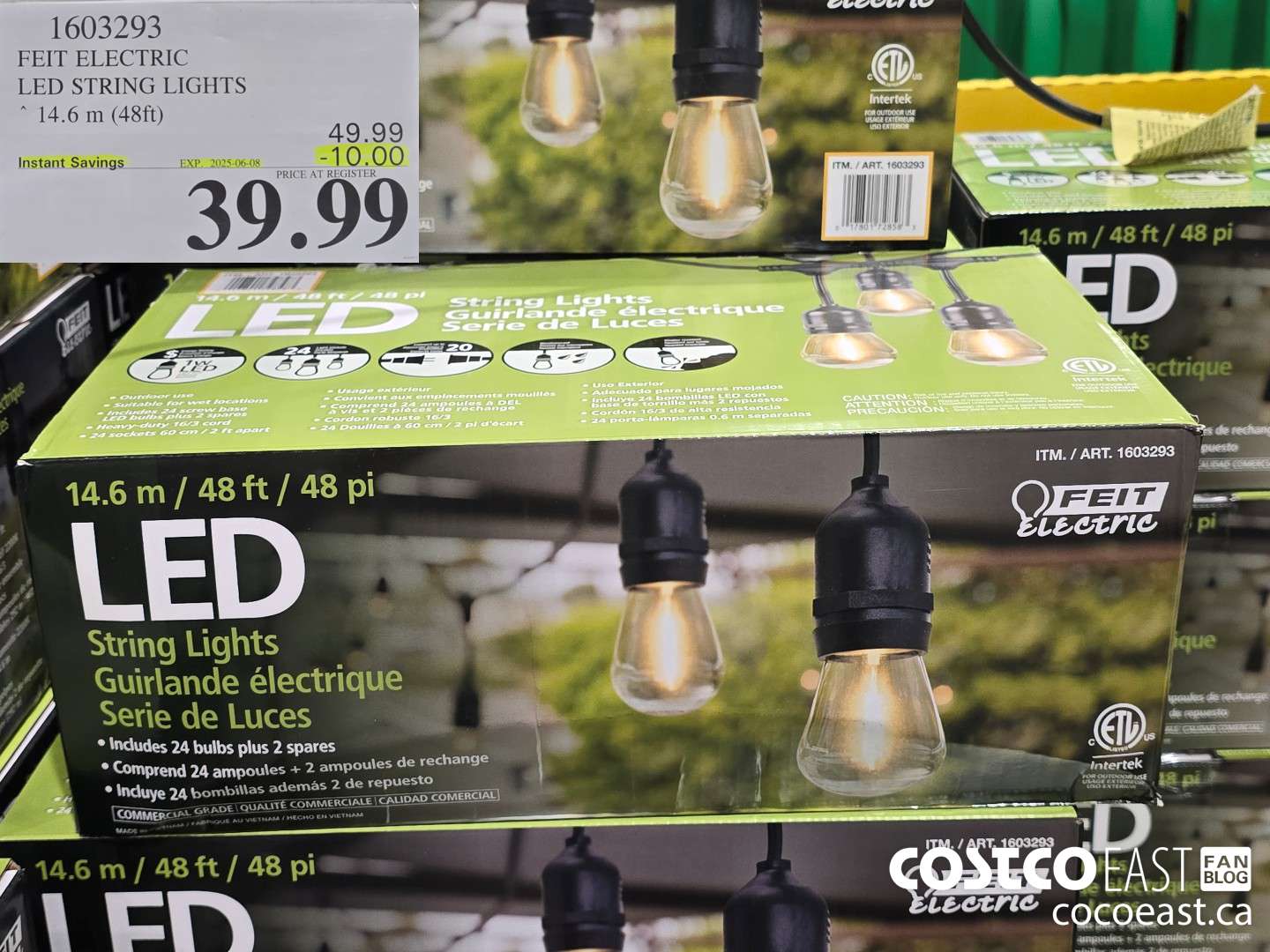 1603293 FEIT ELECTRIC LED STRING LIGHTS 14.6 m (48ft) ($10.00 INSTANT SAVINGS EXPIRES ON 2025-06-08) $39.99