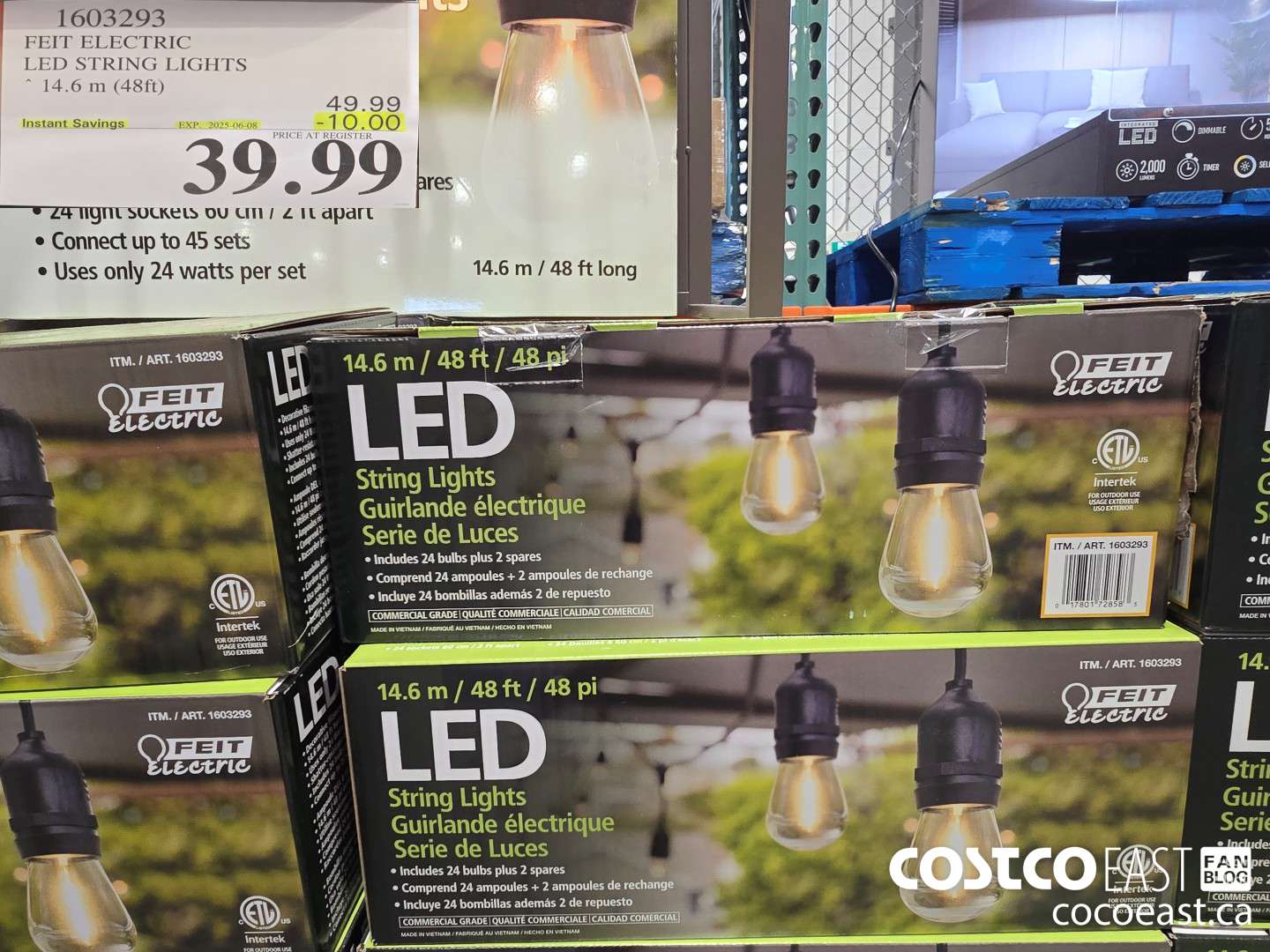 1603293 FEIT ELECTRIC LED STRING LIGHTS 14.6 m (48ft) ($10.00 INSTANT SAVINGS EXPIRES ON 2025-06-08) $39.99