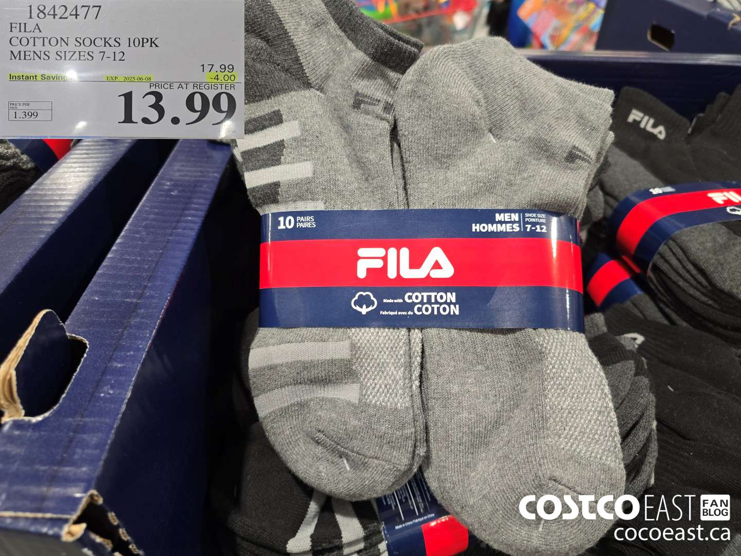1842477 FILA COTTON SOCKS 10PK MENS SIZES 7-12 ($4.00 INSTANT SAVINGS EXPIRES ON 2025-06-08) $13.99