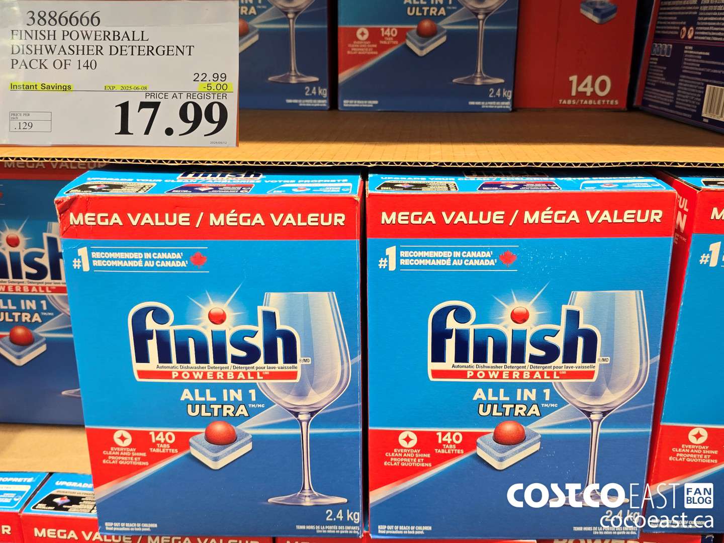 3886666 FINISH POWERBALL DISHWASHER DETERGENT PACK OF 140 ($5.00 INSTANT SAVINGS EXPIRES ON 2025-06-08) $17.99