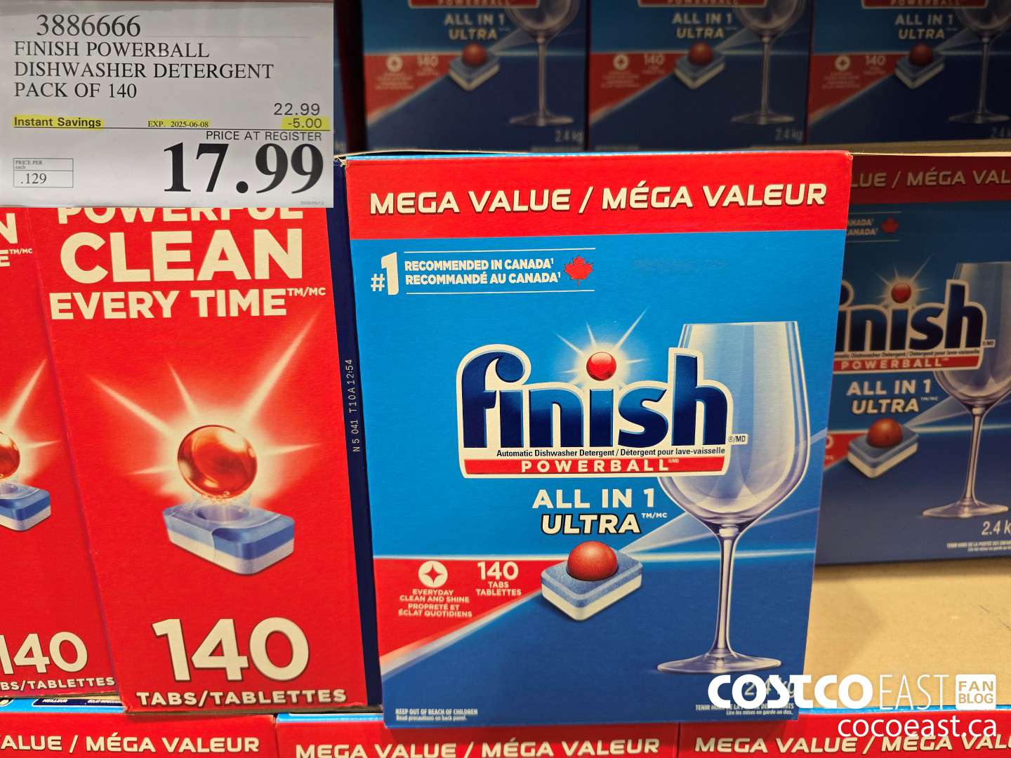 3886666 FINISH POWERBALL DISHWASHER DETERGENT PACK OF 140 ($5.00 INSTANT SAVINGS EXPIRES ON 2025-06-08) $17.99
