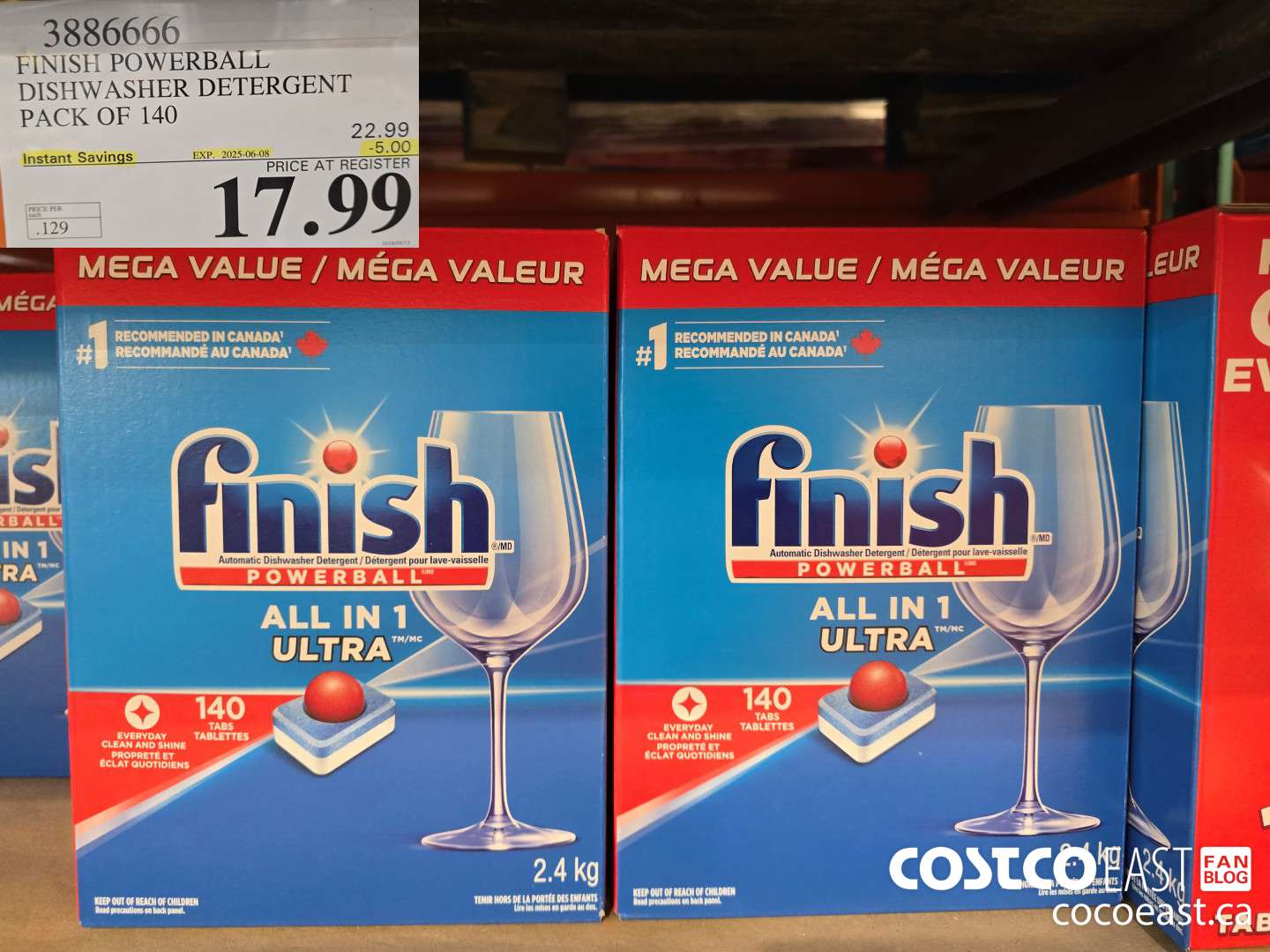 3886666 FINISH POWERBALL DISHWASHER DETERGENT PACK OF 140 ($5.00 INSTANT SAVINGS EXPIRES ON 2025-06-08) $17.99