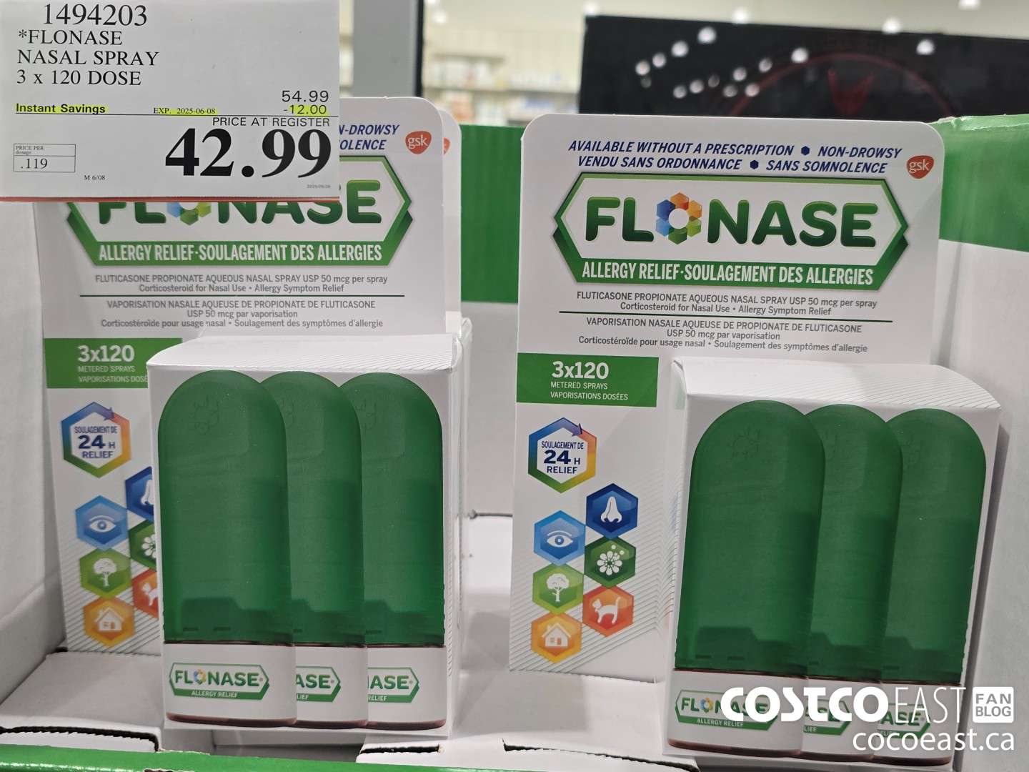 1494203 FLONASE NASAL SPRAY 3 X 120 DOSE ($12.00 INSTANT SAVINGS EXPIRES ON 2025-06-08) $42.99