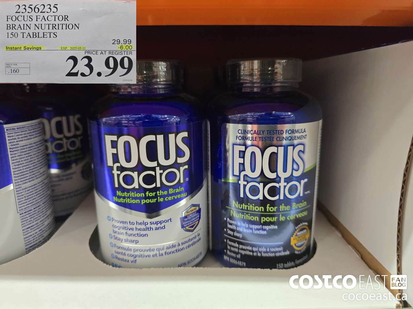 2356235 FOCUS FACTOR BRAIN NUTRIOTION 150 TABLETS ($6.00 INSTANT SAVINGS EXPIRES ON 2025-05-11) $23.99