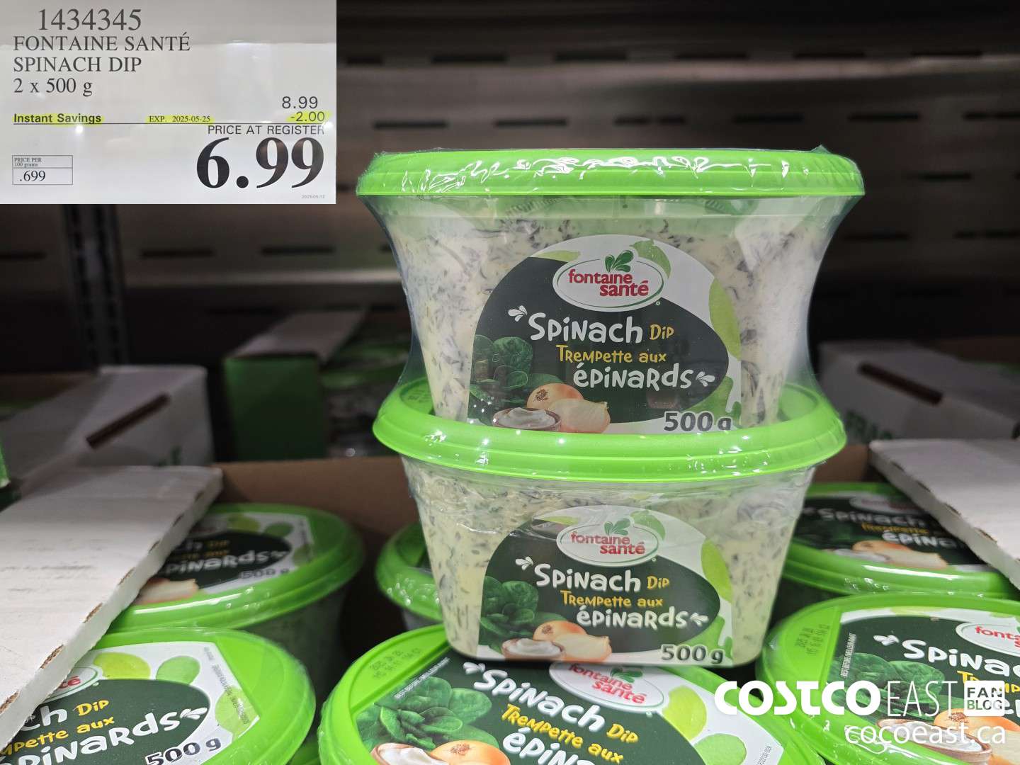 1434345 FONTAINE SANTE SPINACH DIP 2 X 500 G ($2.00 INSTANT SAVINGS EXPIRES ON 2025-05-25) $6.99