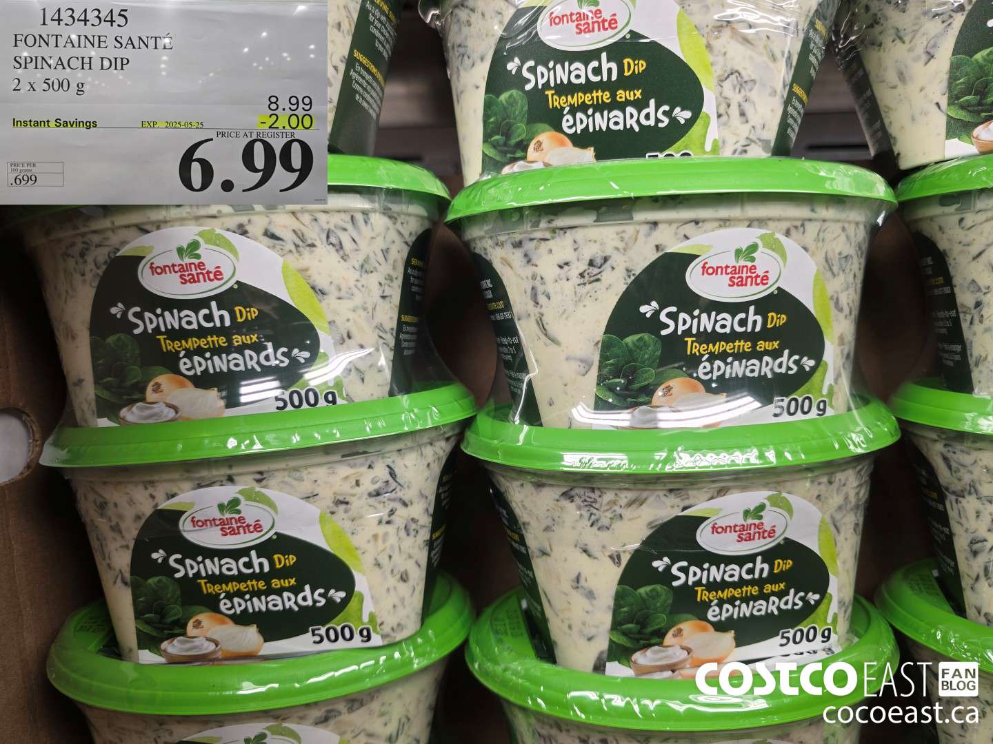 1434345 FONTAINE SANTE SPINACH DIP 2 X 500 G ($2.00 INSTANT SAVINGS EXPIRES ON 2025-05-25) $6.99