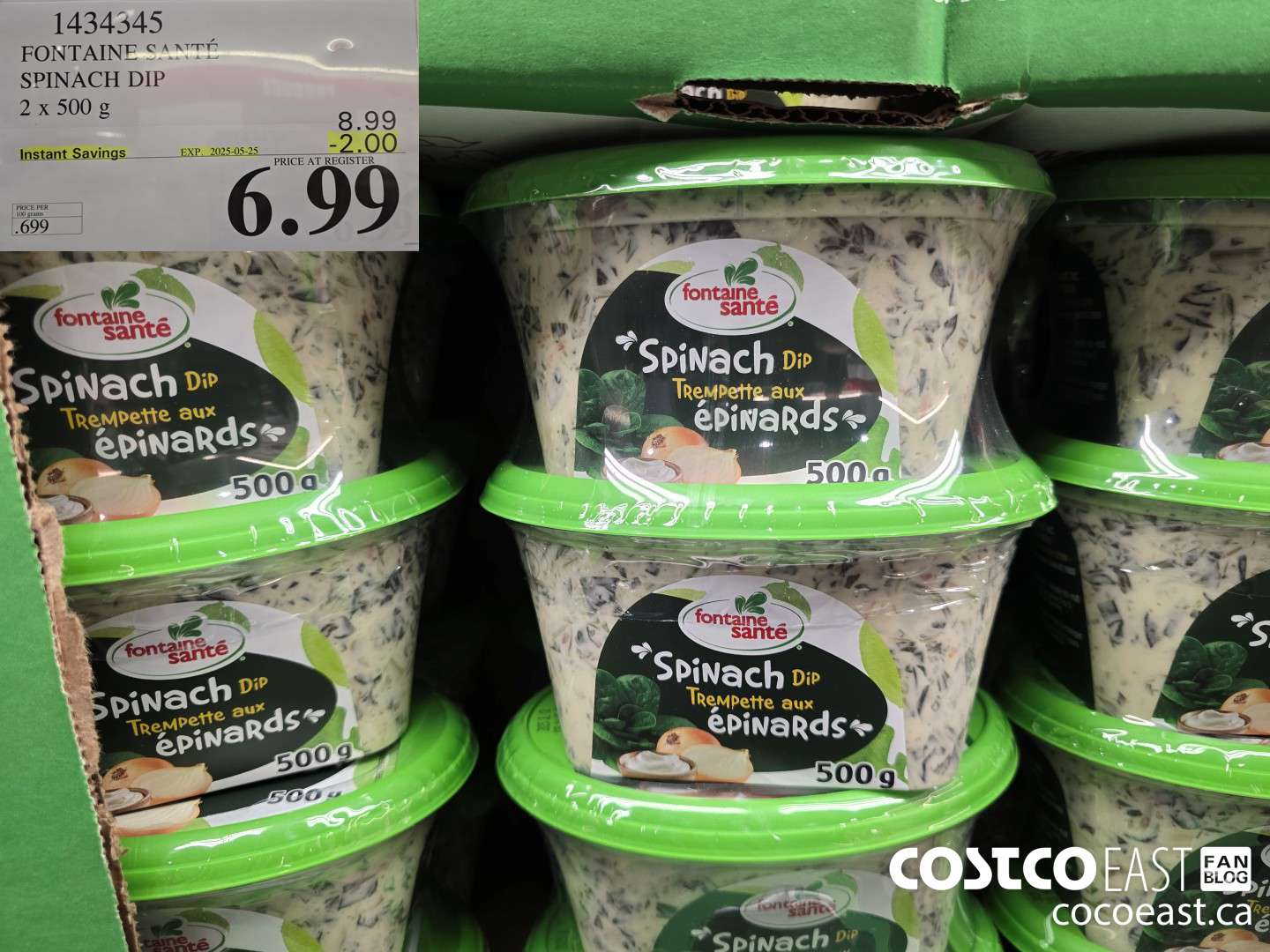 1434345 FONTAINE SANTE SPINACH DIP 2 X 500 G ($2.00 INSTANT SAVINGS EXPIRES ON 2025-05-25) $6.99