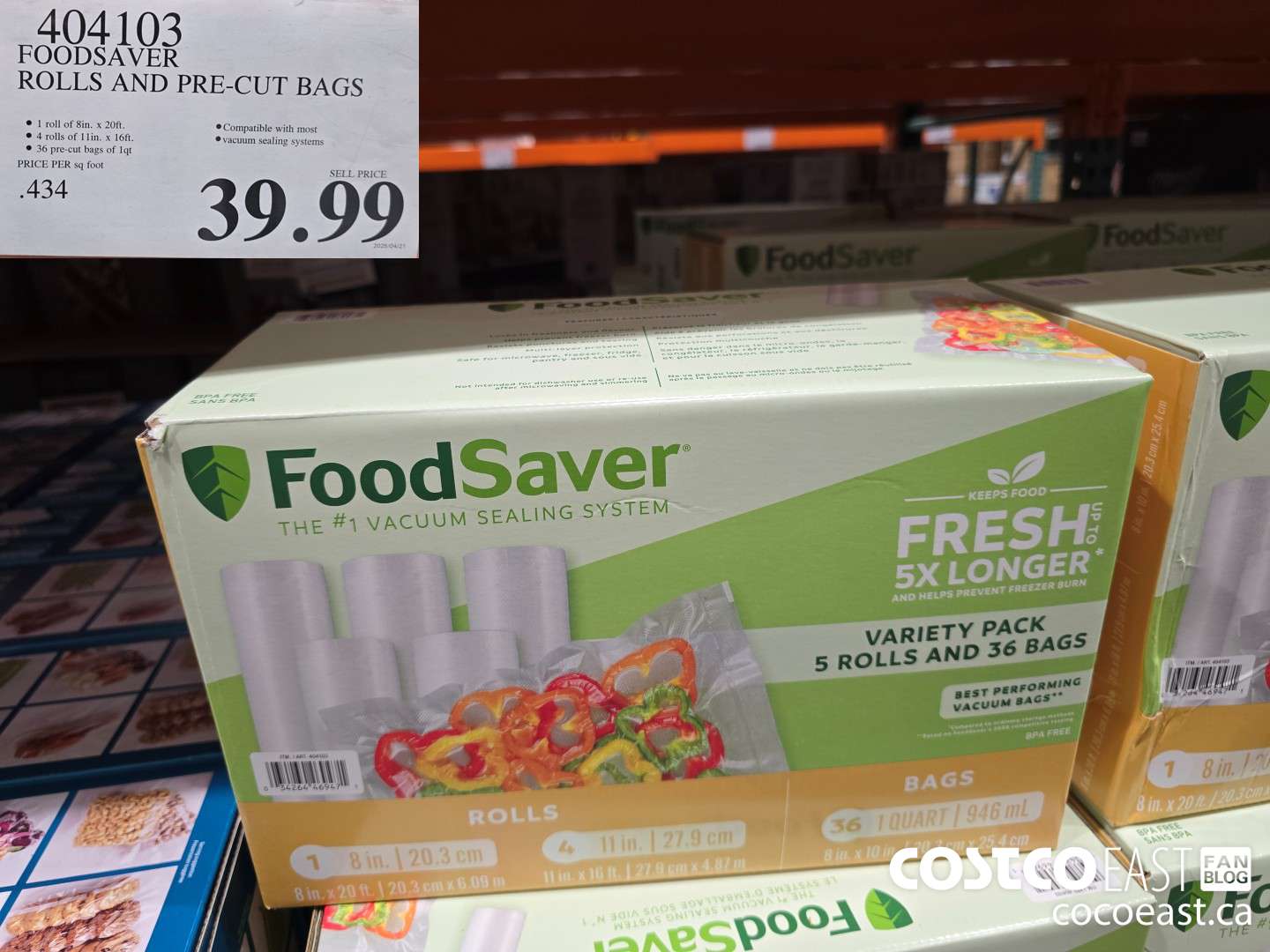 404103 FOODSAVER ROLLS AND PRE-CUT BAGS $39.99