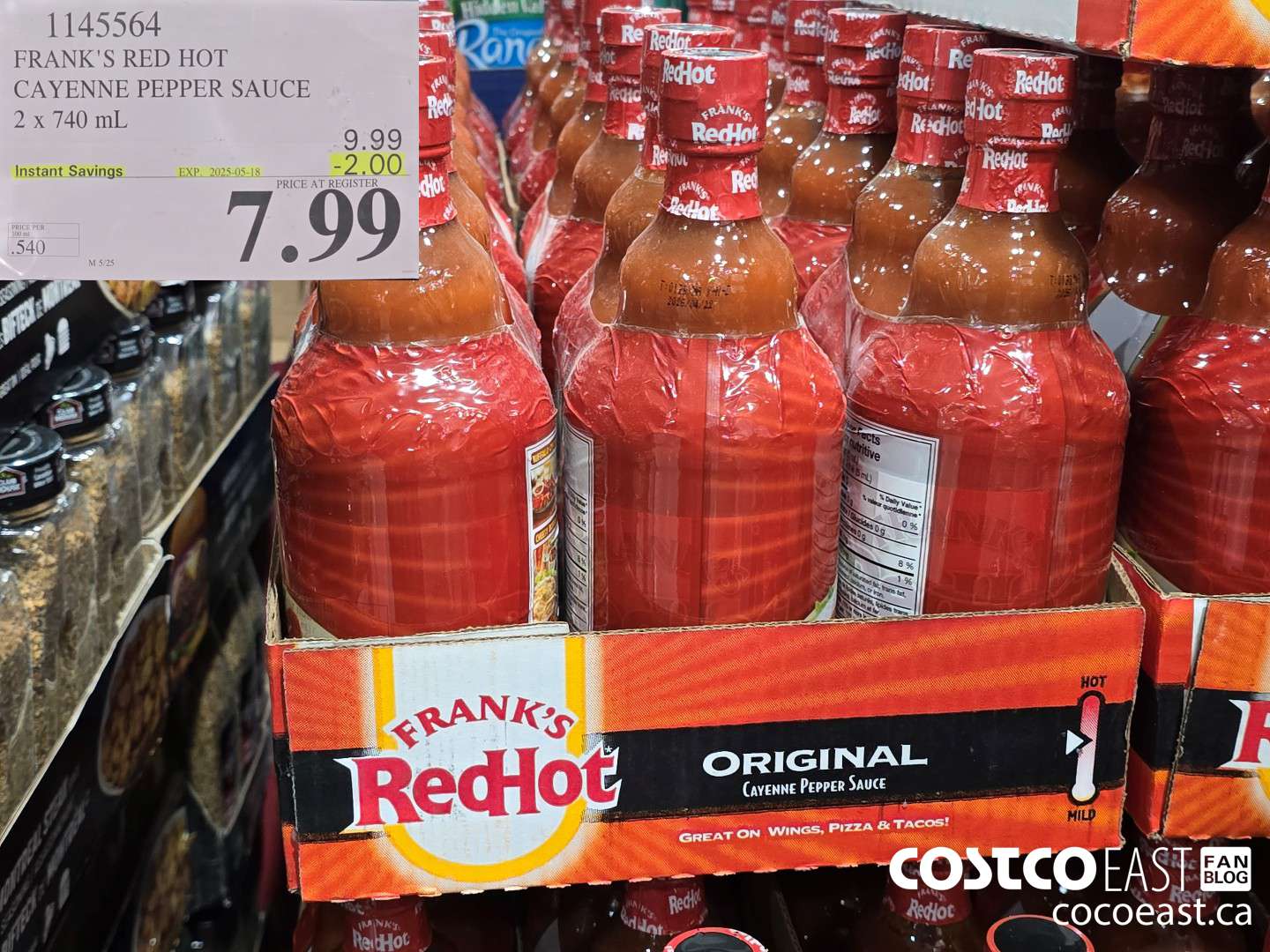 1145564 FRANKS RED HOT CAYENNE PEPPER SAUCE 2 X 740 ML ($2.00 INSTANT SAVINGS EXPIRES ON 2025-05-18) $7.99