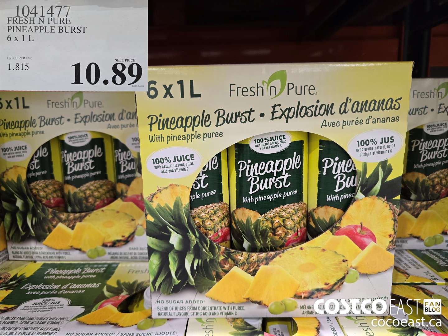 1041477 FRESH N PURE PINEAPPLE BURST 6 X 1L $10.89